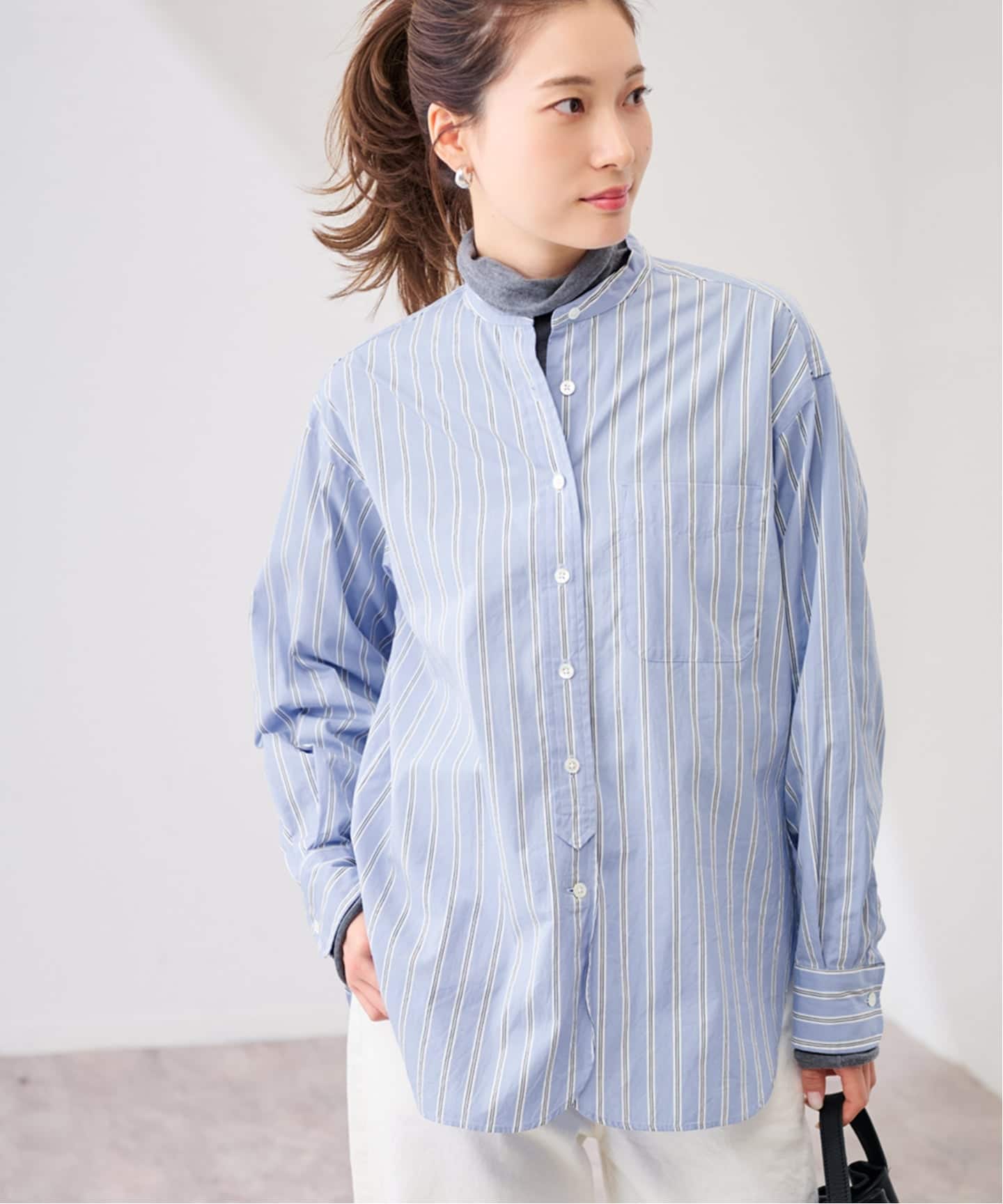 ストライプバンドカラーシャツ（シャツ／ブラウス）｜FRAMeWORK