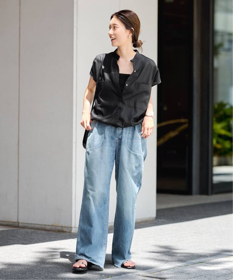 ラミーリヨセルキャップスリーブドロストシャツ（シャツ／ブラウス  