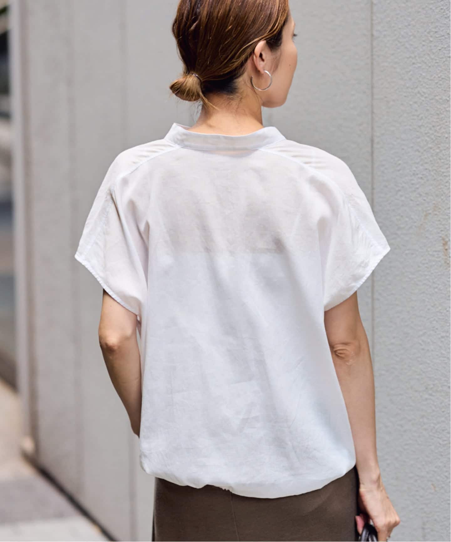 ラミーリヨセルキャップスリーブドロストシャツ（シャツ