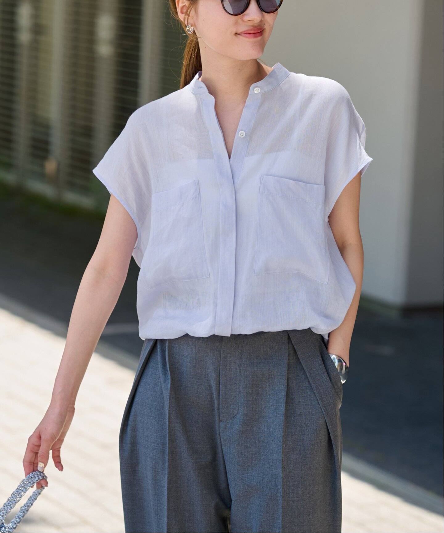 ≪追加≫キャップスリーブドロストシャツ（シャツ／ブラウス