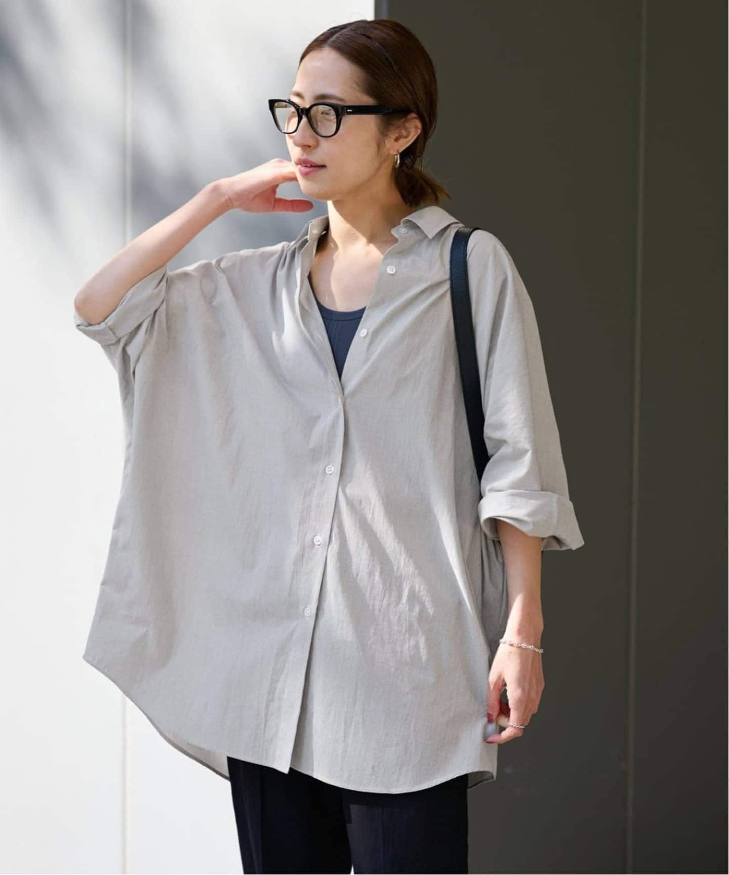 【美品】 FRAMeWORK ハーフスリーブポンチョシャツ ブラック ストライプ ≪追加≫ハーフスリーブポンチョシャツ（シャツ／ブラウス