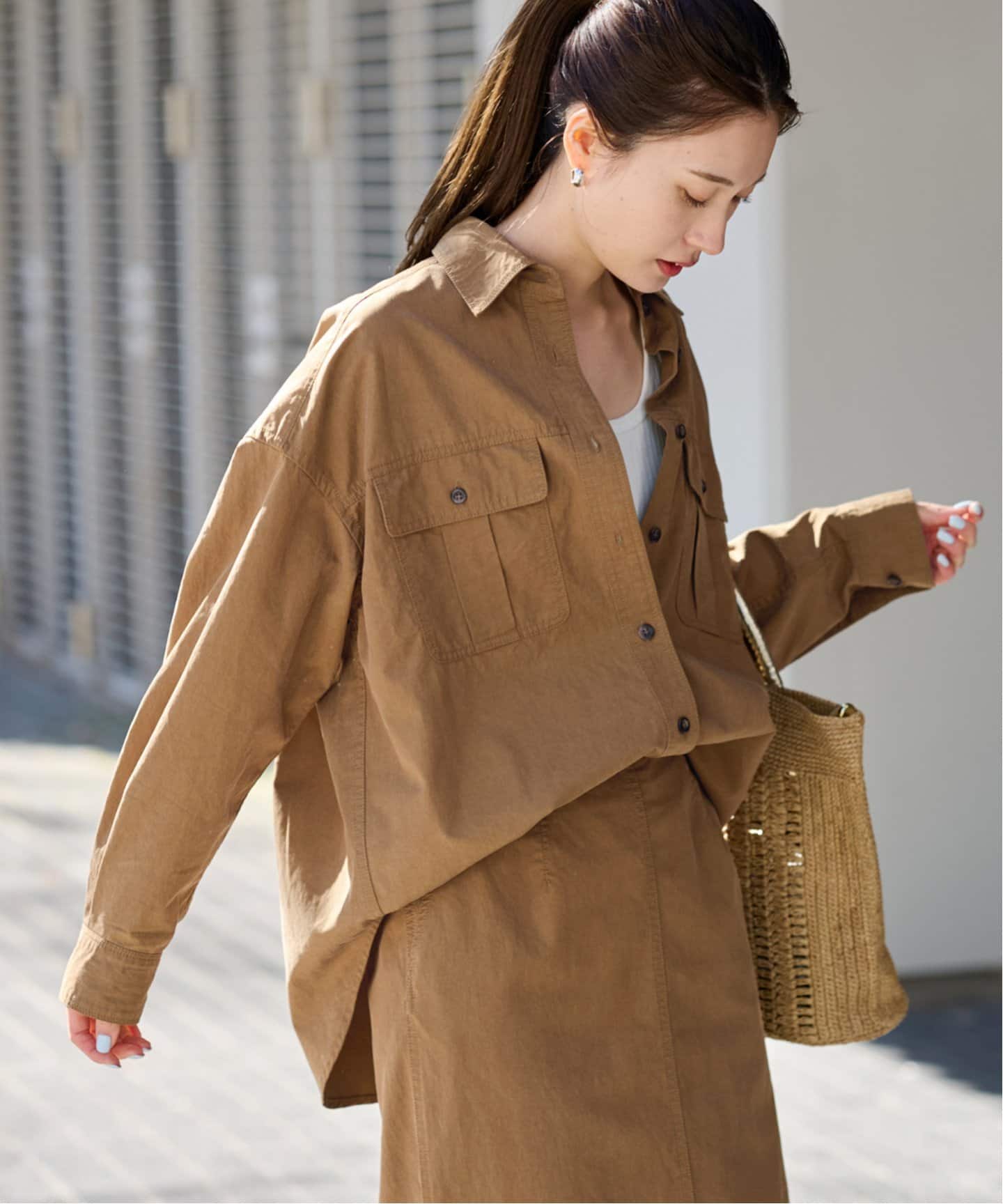 フレームワーク リヨセルコットンWORKシャツ キャメル FRAMeWORK｜リヨセルコットンWORKシャツ | Rakuten Fashion(楽天