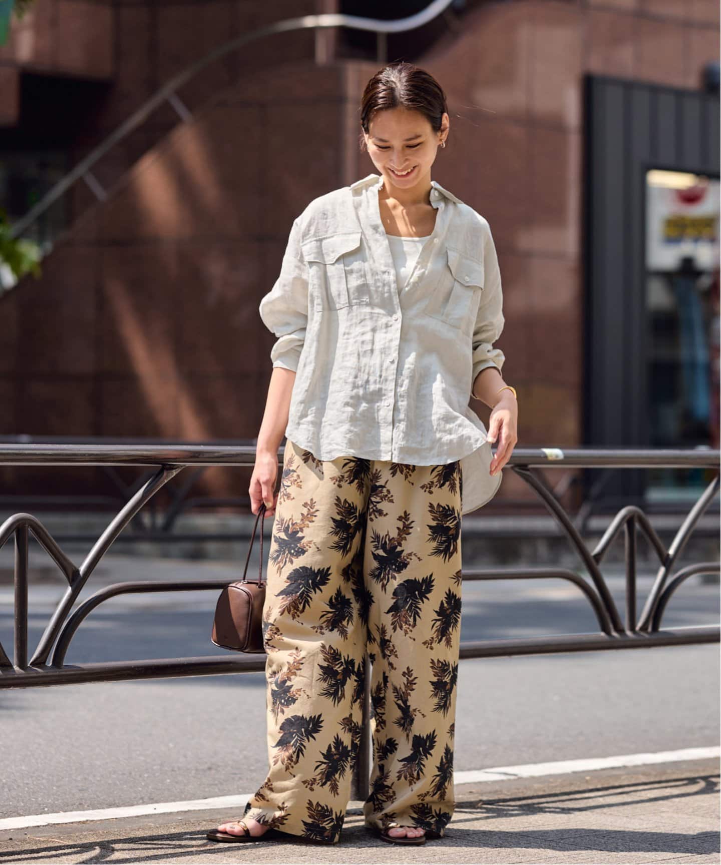 FRAMeWORK◆長袖シャツ/--/リネン/BRW/無地/22-050-220-6090-2-0// LINEN WORK シャツ（シャツ／ブラウス）｜FRAMeWORK（フレーム
