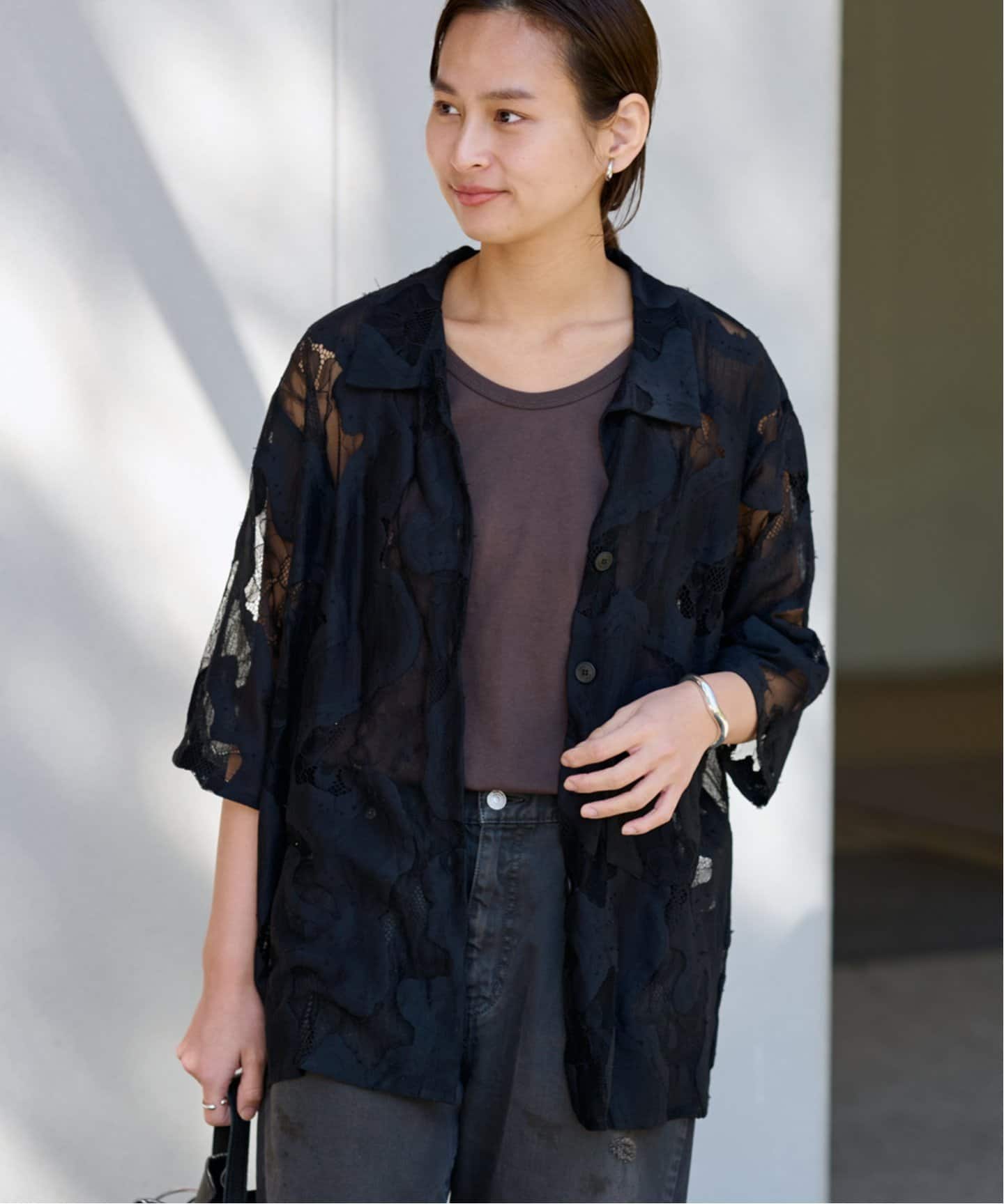 ESTHE OVERSIZED SHEER LACE シャツ　フレームワーク ≪追加≫ESTHE OVERSIZED SHEER LACE シャツ 2（シャツ/ブラウス