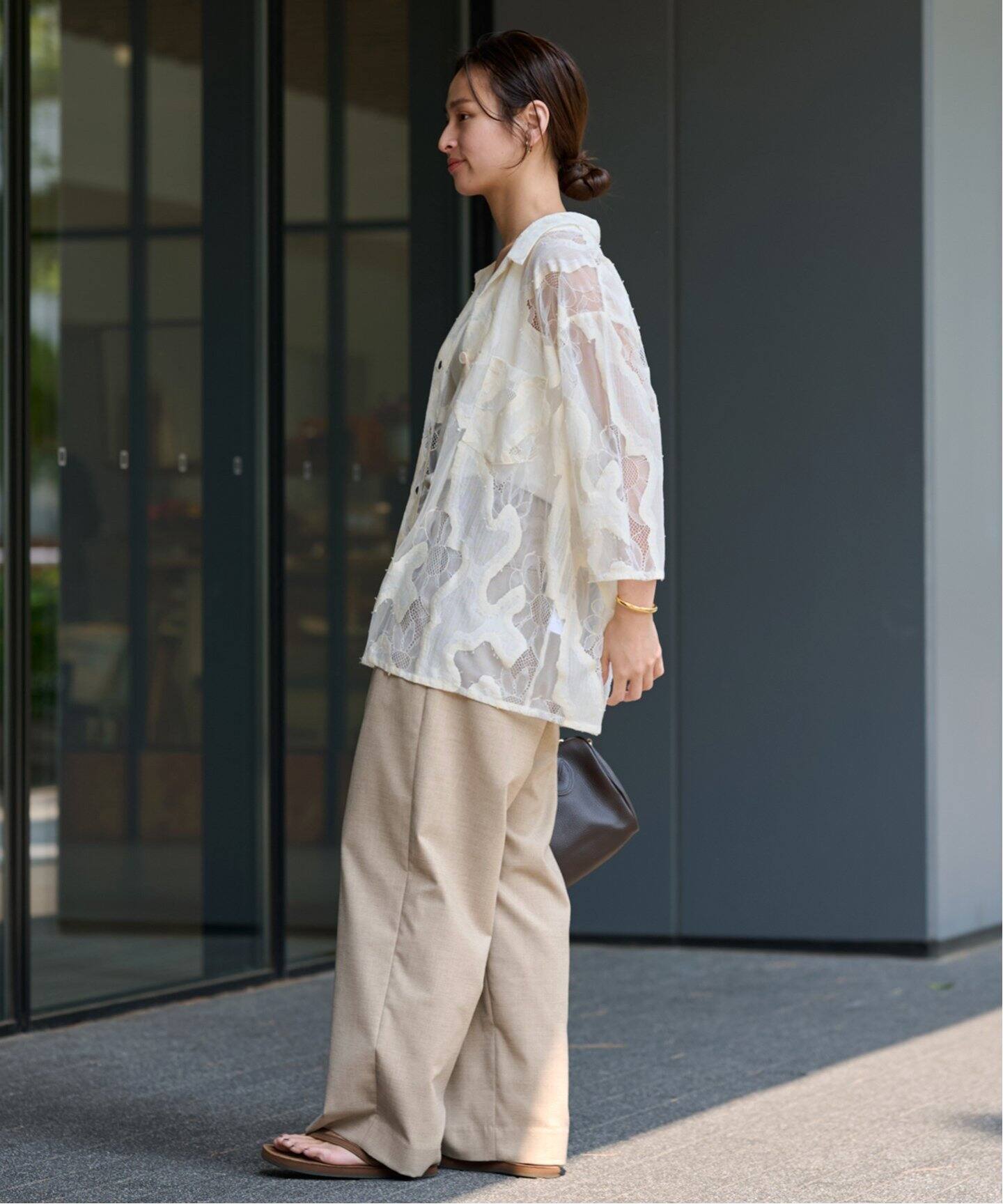 ESTHE OVERSIZED SHEER LACE シャツ　フレームワーク Oversized Sheer Lace Shirt • ESTHE