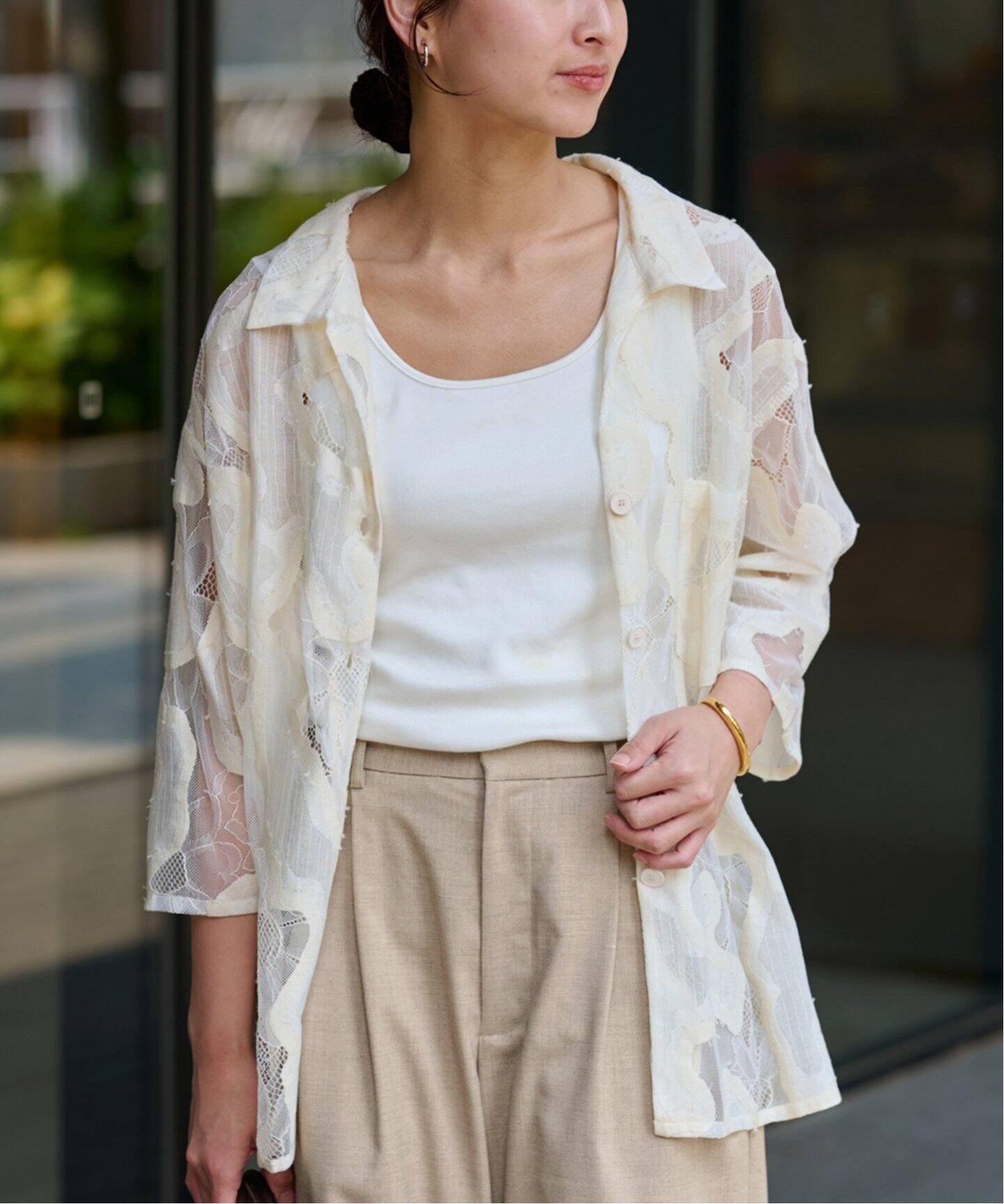 ≪追加≫ESTHE OVERSIZED SHEER LACE シャツ 2（シャツ／ブラウス