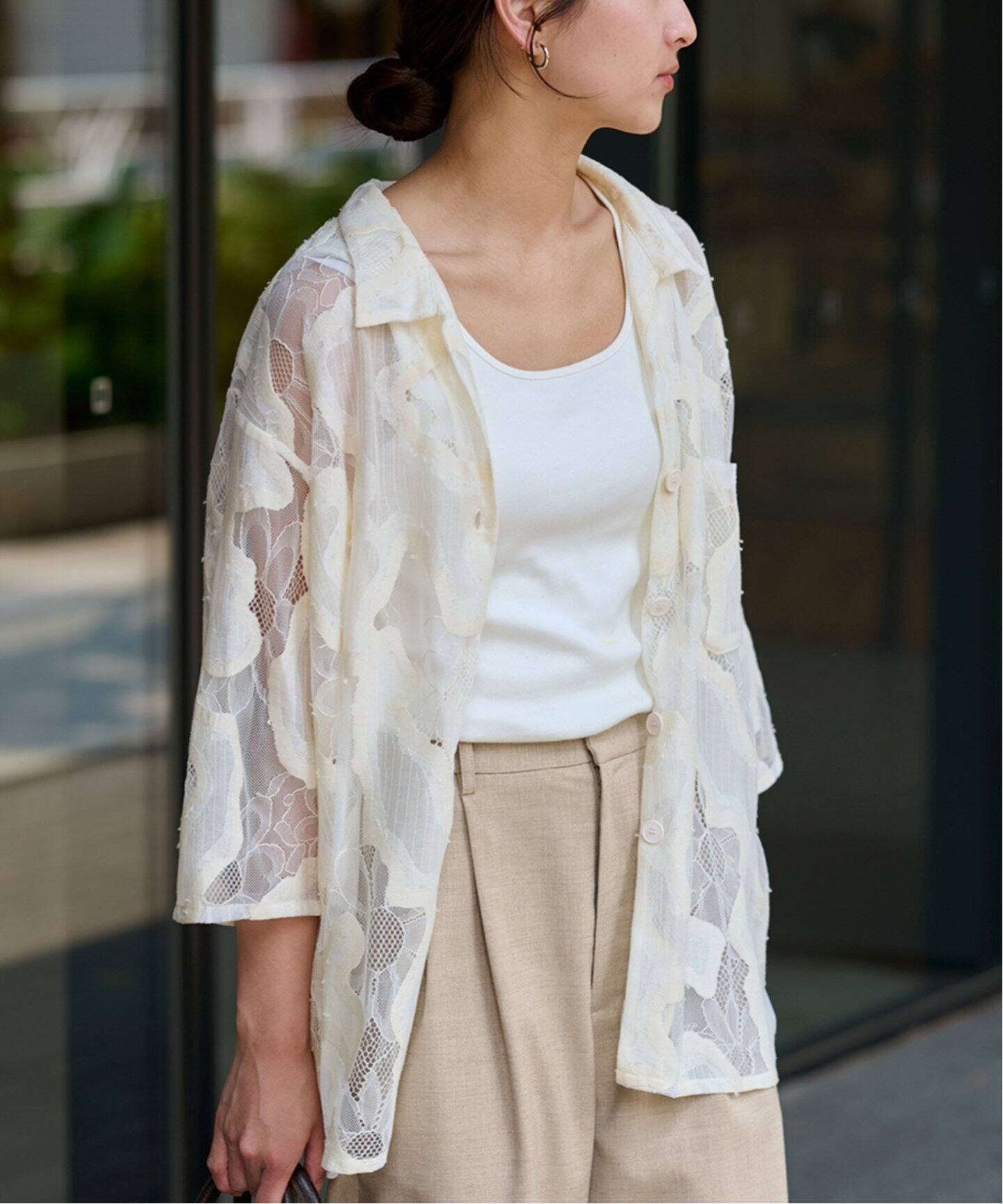 ≪追加≫ESTHE OVERSIZED SHEER LACE シャツ 2（シャツ／ブラウス