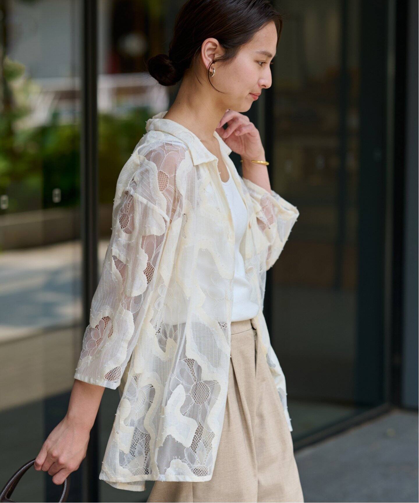25SSフレームワークESTHE OVERSIZED SHEER LACE V ≪追加≫ESTHE OVERSIZED SHEER LACE シャツ 2（シャツ／ブラウス