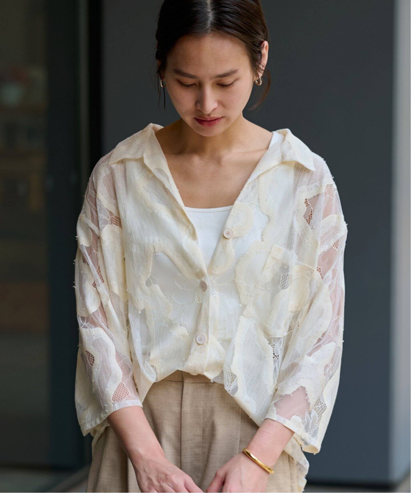 ≪追加≫ESTHE OVERSIZED SHEER LACE シャツ 2（シャツ／ブラウス