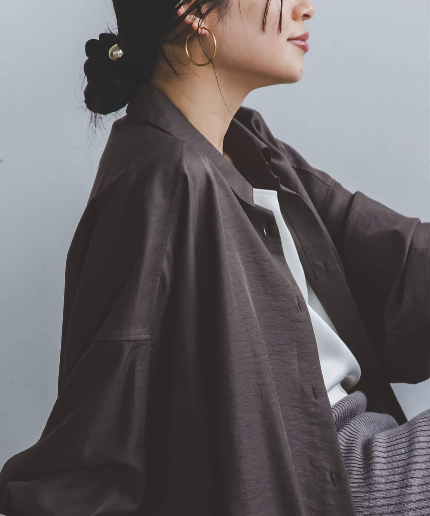 追加》イージーケアルーズドレープシャツ（シャツ／ブラウス