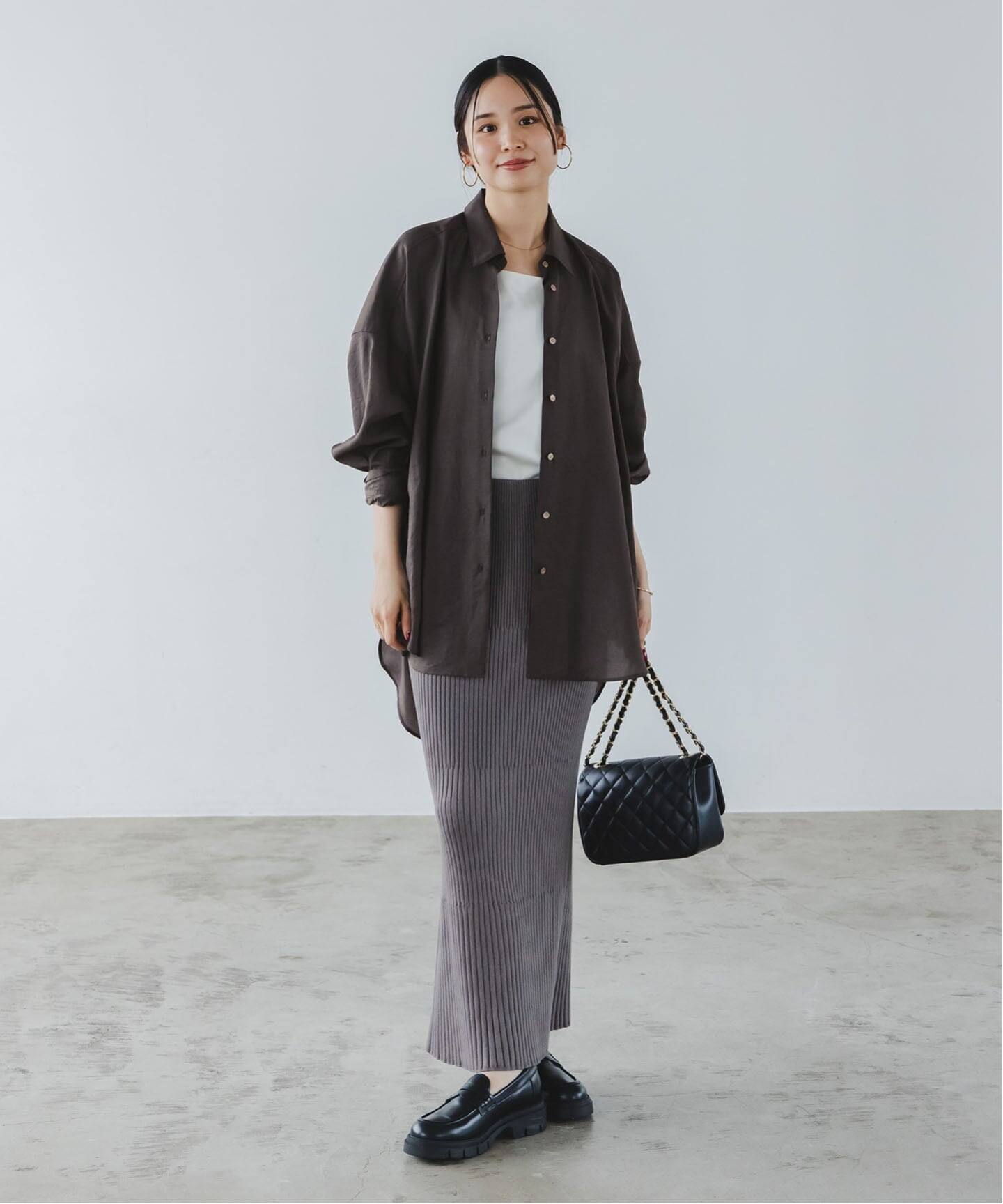 追加》イージーケアルーズドレープシャツ（シャツ／ブラウス