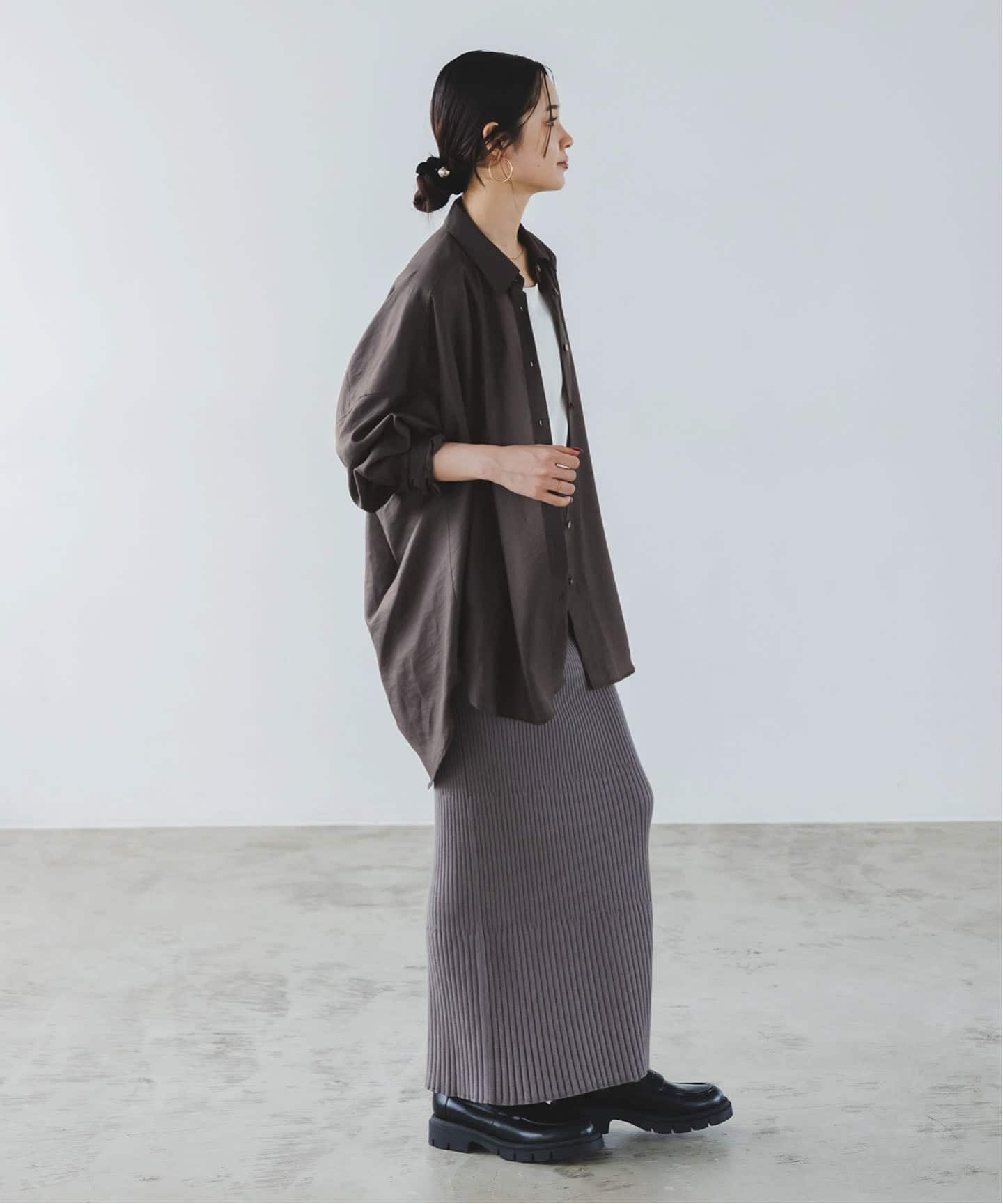 追加》イージーケアルーズドレープシャツ（シャツ／ブラウス