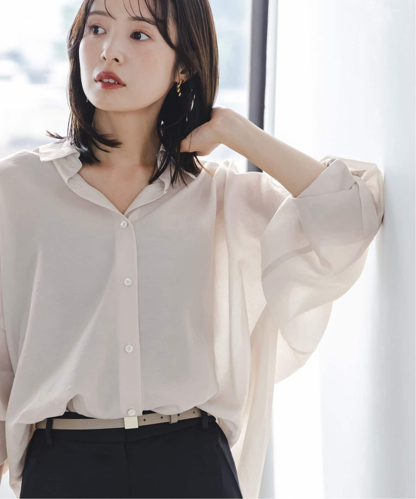 NOBLE イージーケアルーズドレープシャツ 追加》イージーケアルーズドレープシャツ（シャツ／ブラウス