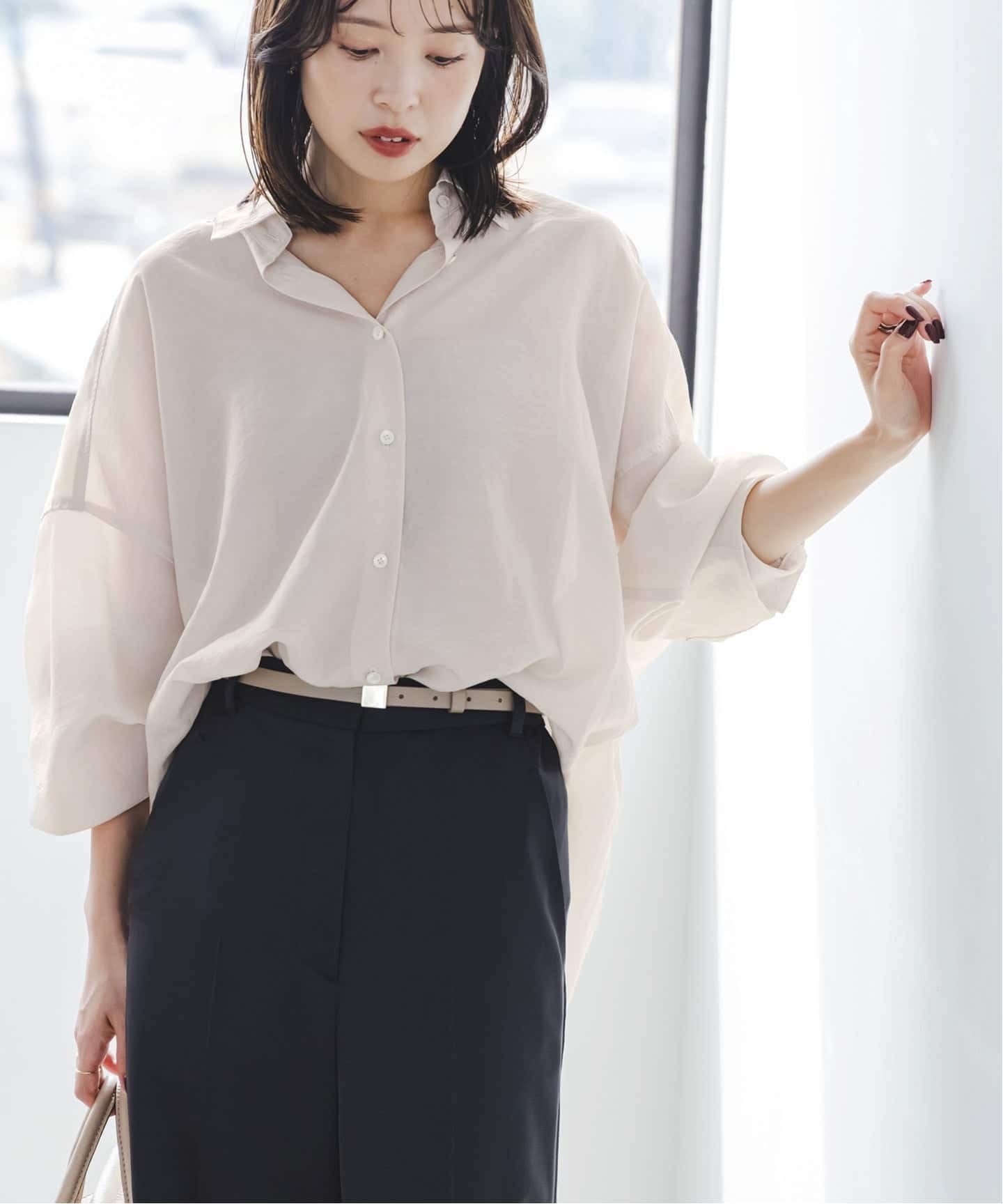 NOBLE イージーケアルーズドレープシャツ 追加》イージーケアルーズドレープシャツ（シャツ／ブラウス