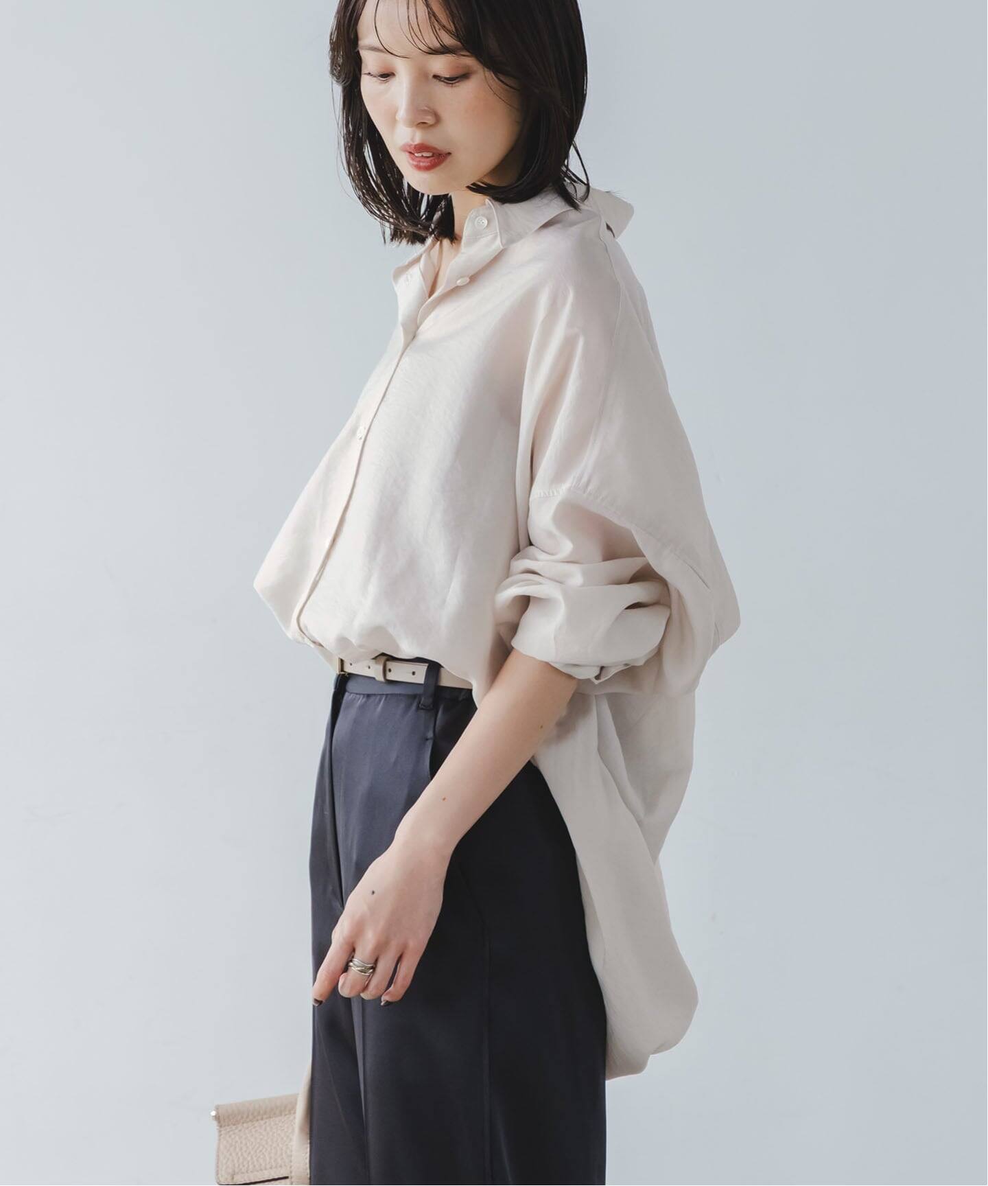 追加》イージーケアルーズドレープシャツ（シャツ／ブラウス）｜NOBLE