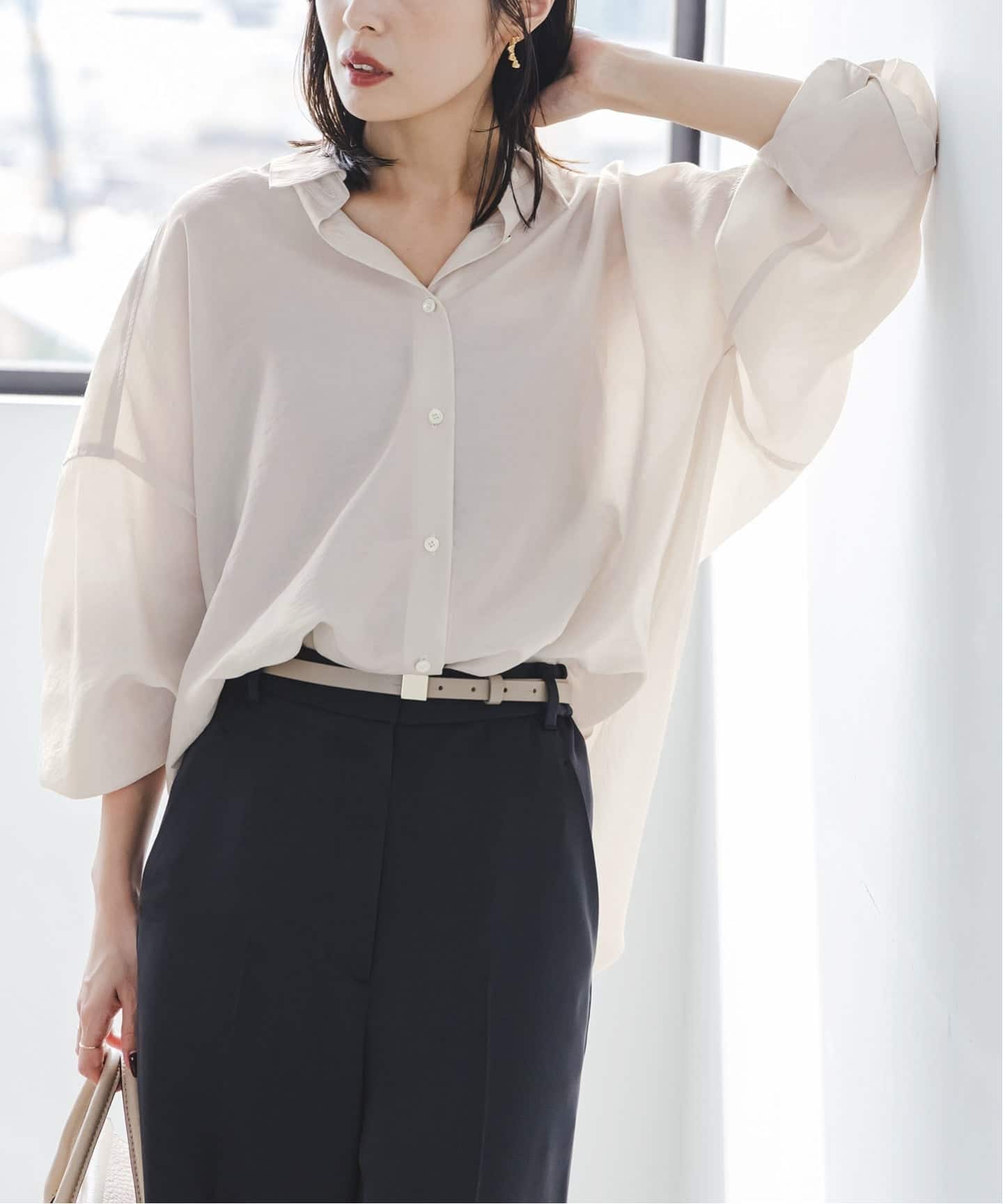 追加》イージーケアルーズドレープシャツ（シャツ／ブラウス）｜NOBLE