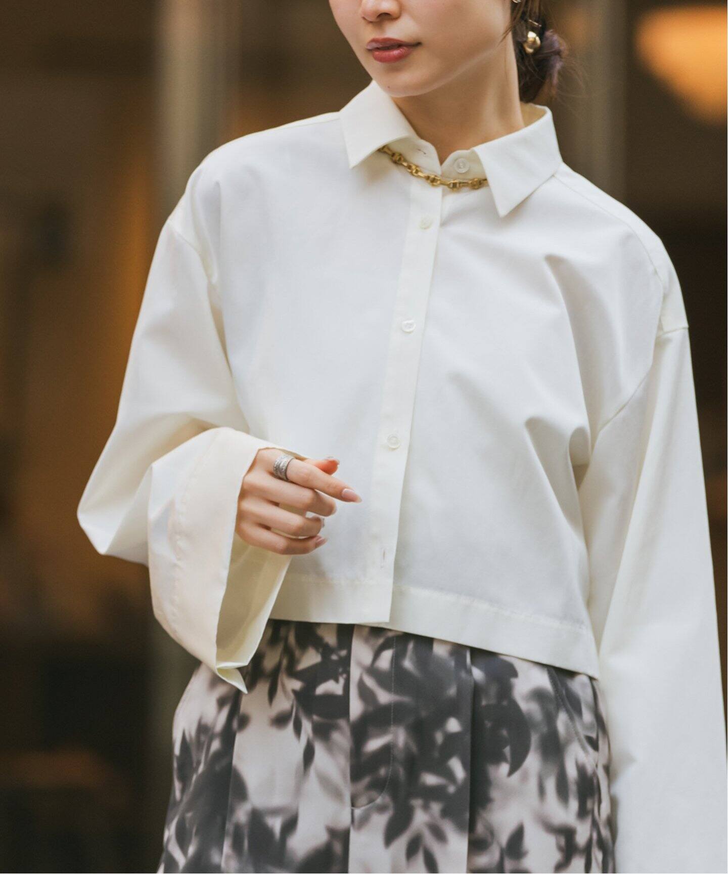 グログランワイドスリーブシャツ（シャツ／ブラウス）｜NOBLE  