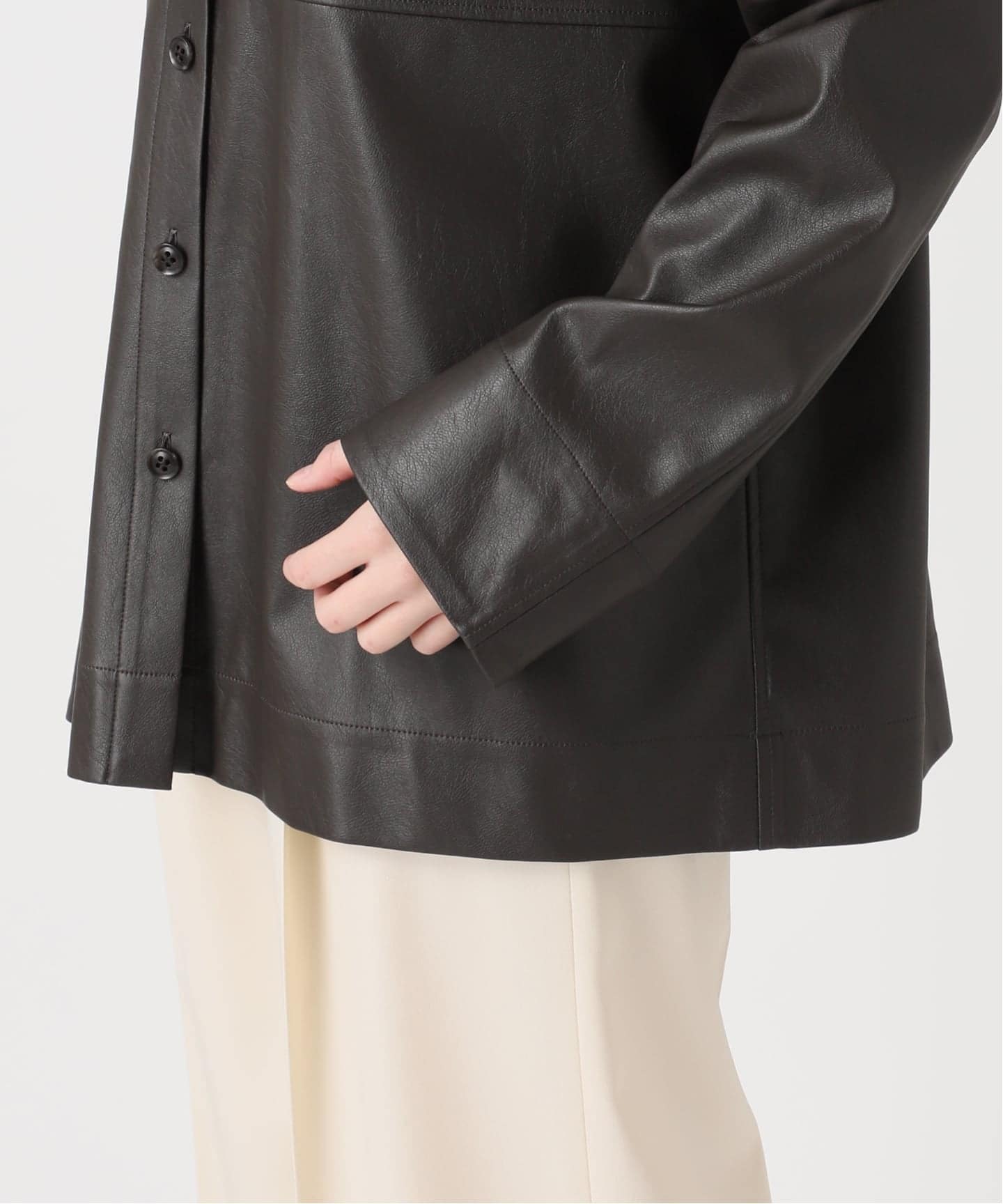 フェイクレザーオーバーシャツ（シャツ／ブラウス）｜NOBLE（ノーブル