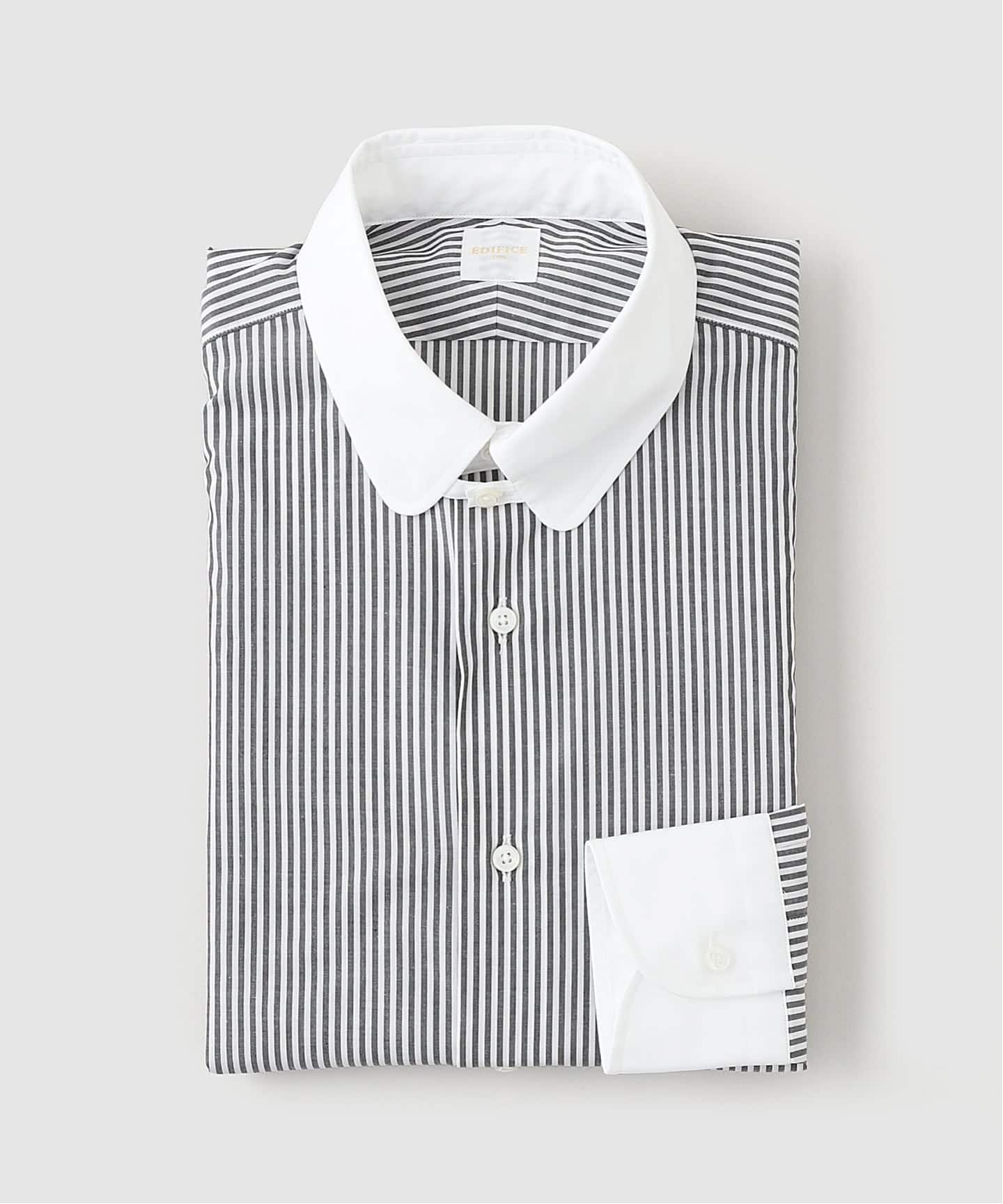 エディフィス（EDIFICE）/D．SHORT ROUND TAB クレリック ストライプ D.SHORT ROUND TAB クレリック ストライプ（シャツ／ブラウス