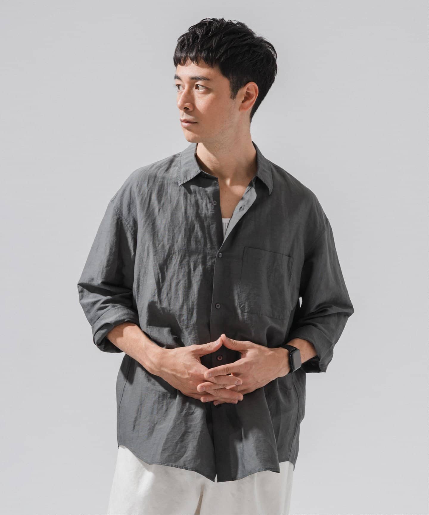24SS 02242-0021 60リネンレギュラーカラーシャツ セール】60 リネンレギュラーカラーシャツ（シャツ/ブラウス