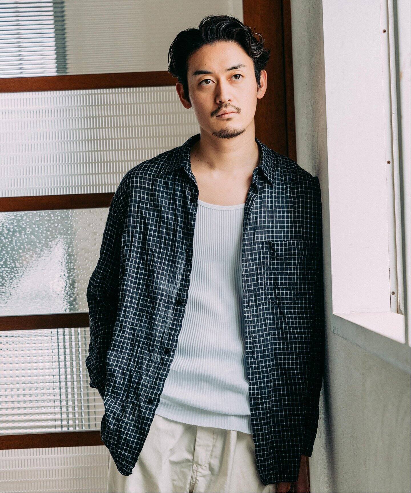 【NAVY】シアー レギュラーカラー チェックシャツ BEAUTY&YOUTH UNITED ARROWS - 【NAVY】シアー レギュラーカラー