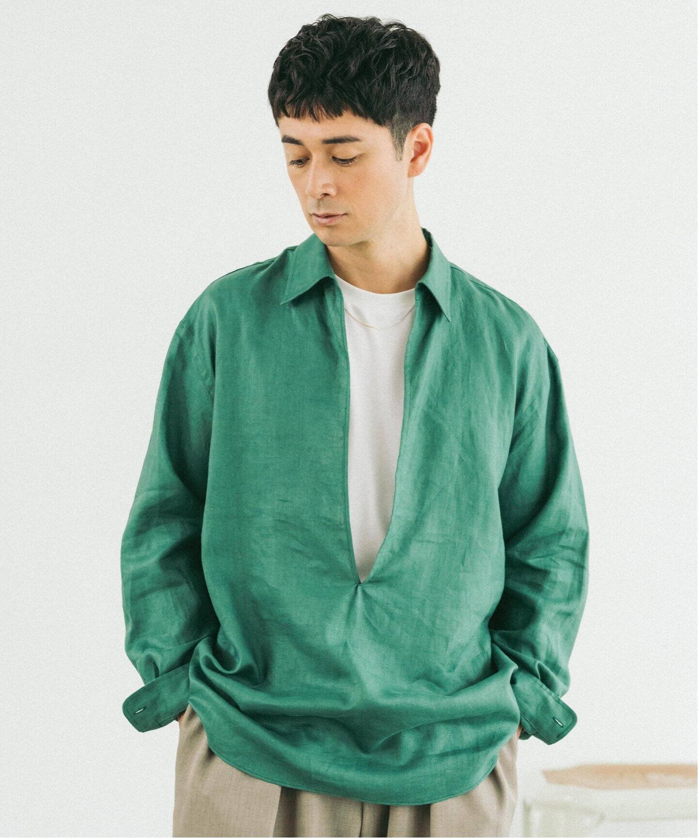 追加》リネン スキッパー シャツ（シャツ／ブラウス）｜EDIFICE