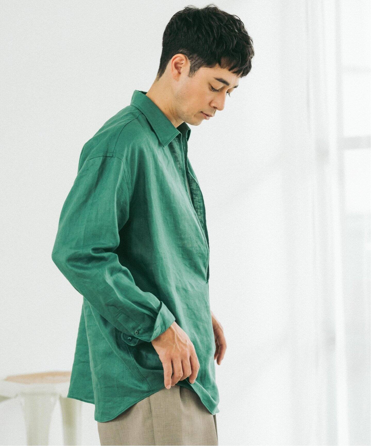 エディフィス　スキッパーシャツ リネン 追加》リネン スキッパー シャツ（シャツ／ブラウス）｜EDIFICE