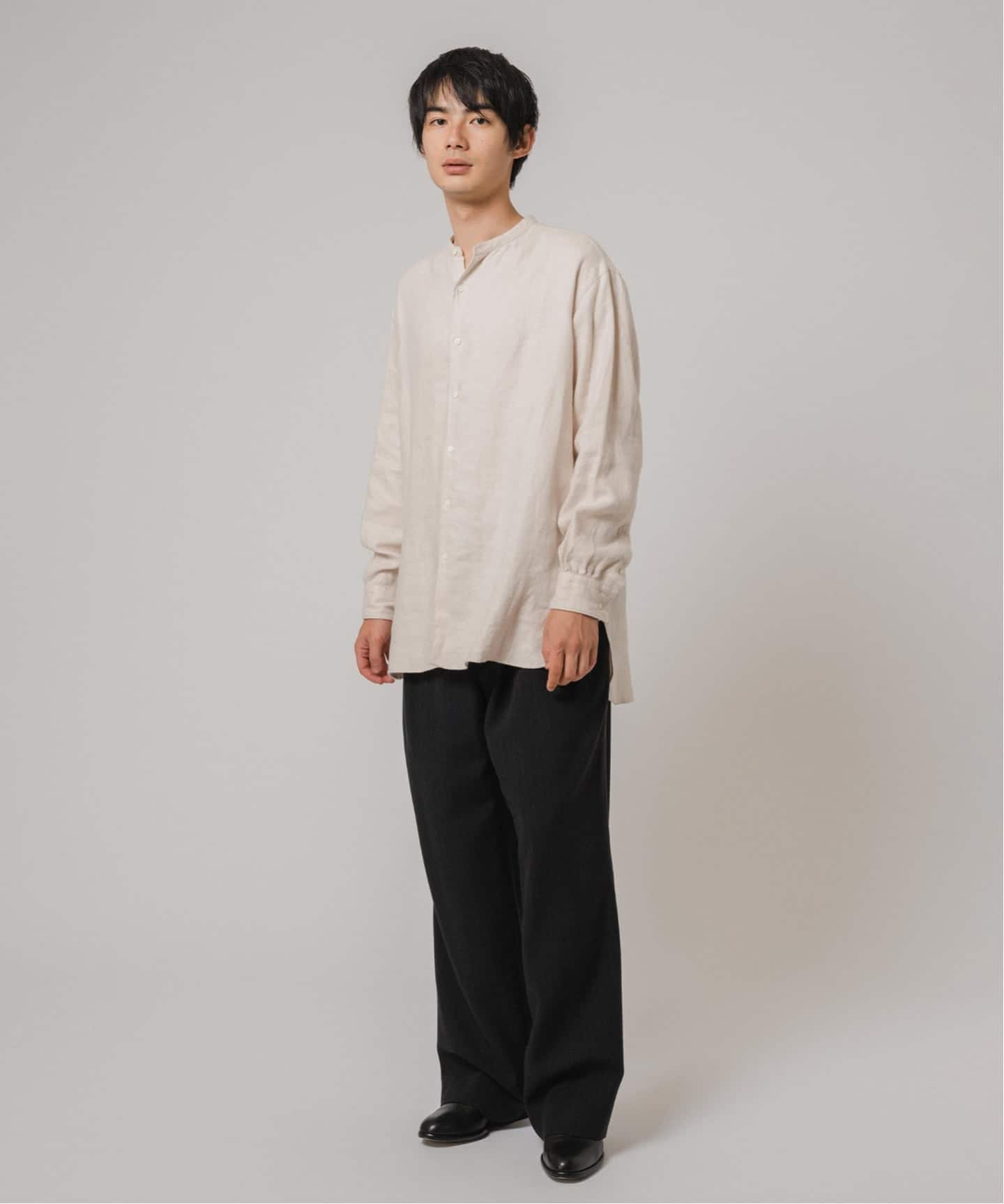 ETS.MATERIAUX(マテリオ) リネン ファーマー ロングシャツ（シャツ