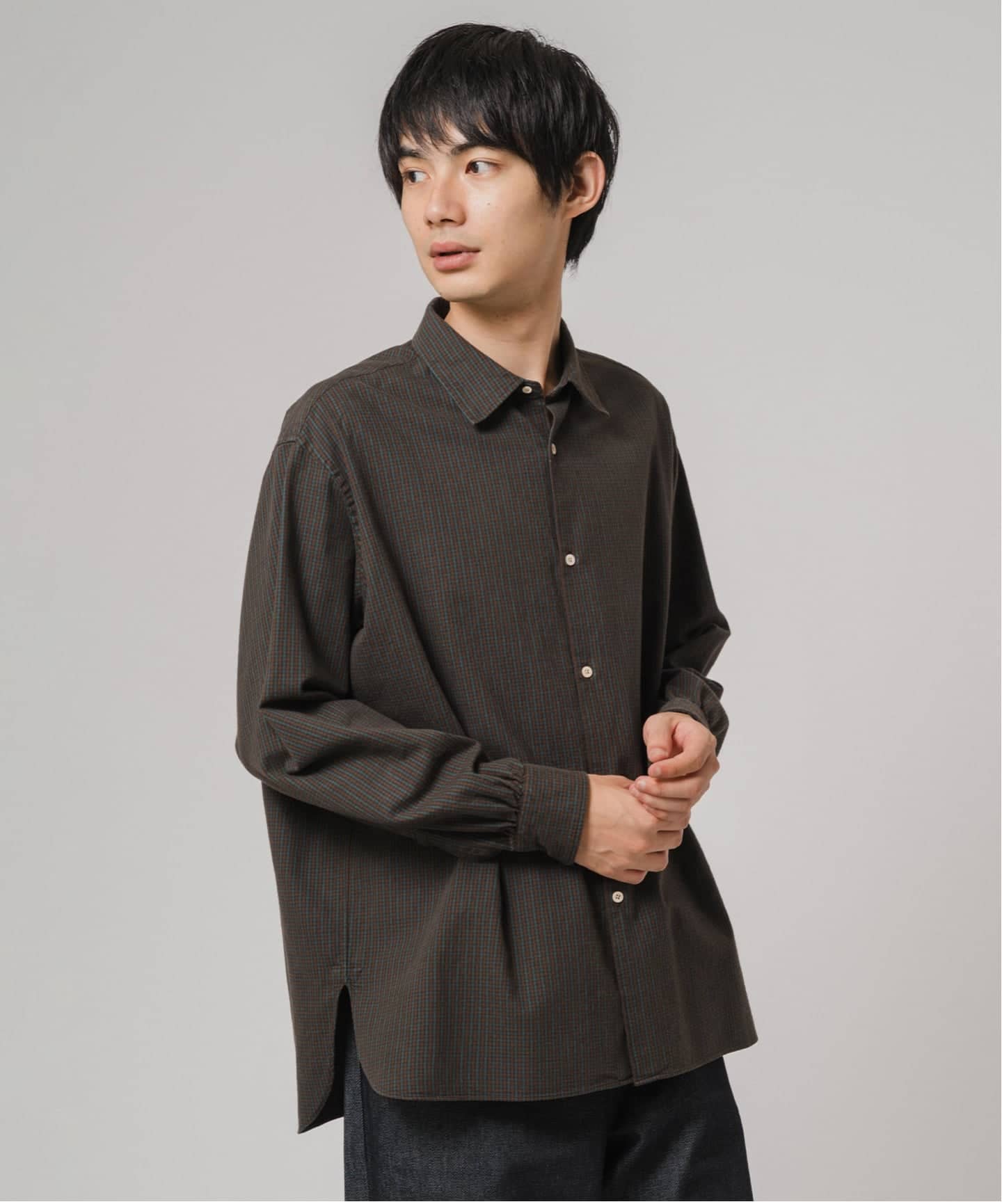 ETS.MATERIAUX(マテリオ) チェック フレンチ ワーク シャツ