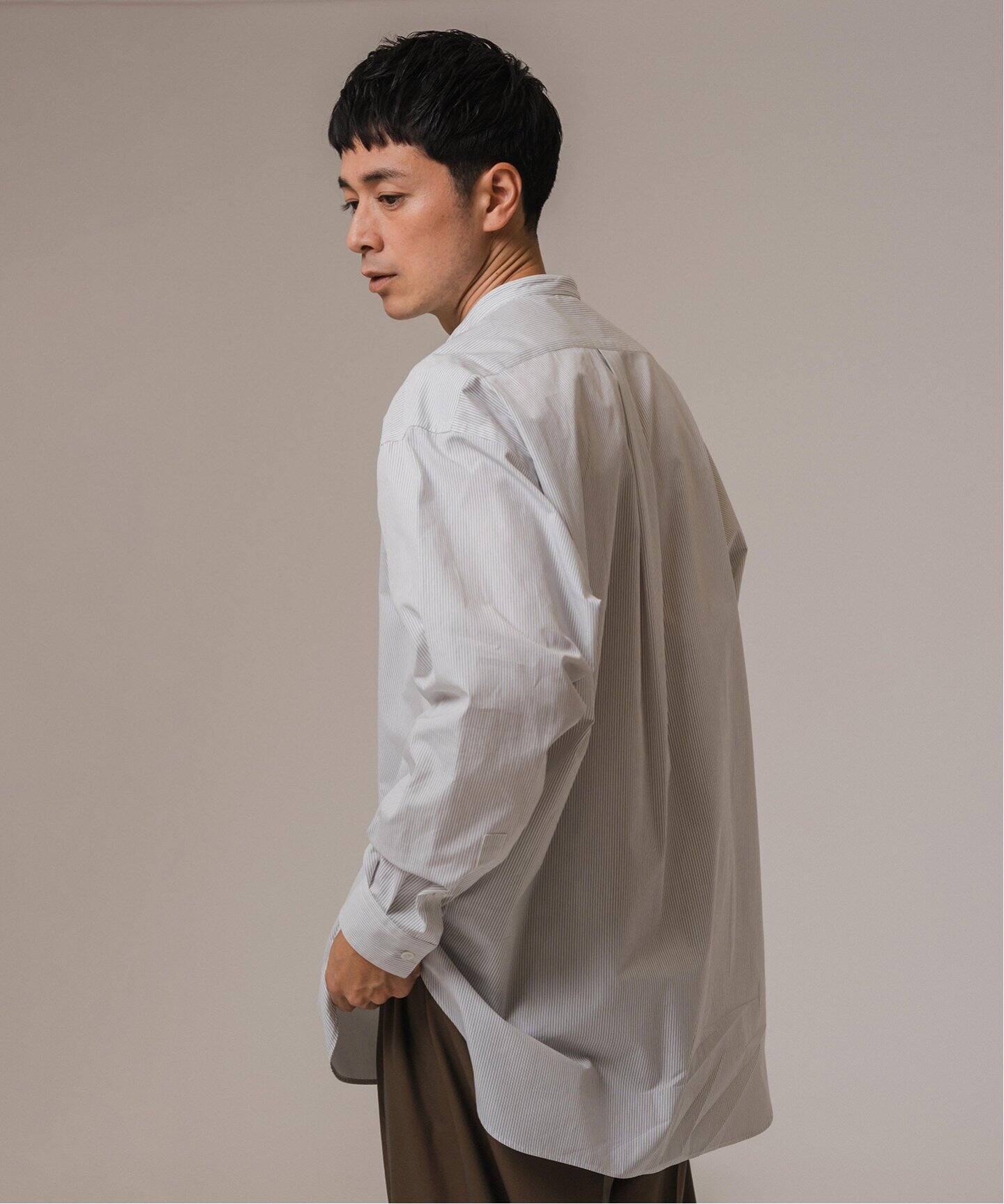 100/2 ストライプ バンドカラー シャツ（シャツ／ブラウス）｜EDIFICE  