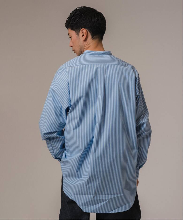 100/2 ストライプ バンドカラー シャツ（シャツ／ブラウス）｜EDIFICE 