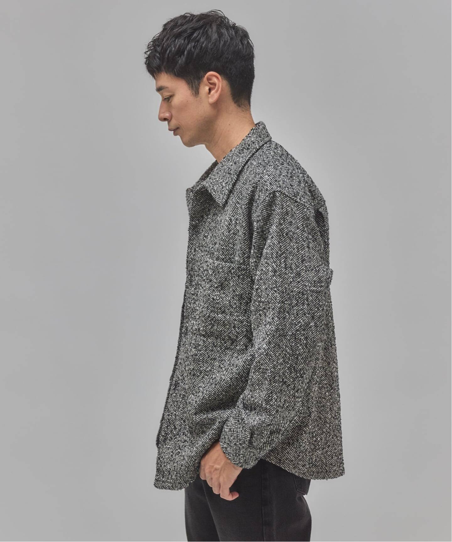 【未使用品】AKM ウールループ ドビー ツイード シャツブルゾン　L 楽天市場】ループツイードジャケット ジャケット レディース 送料無料