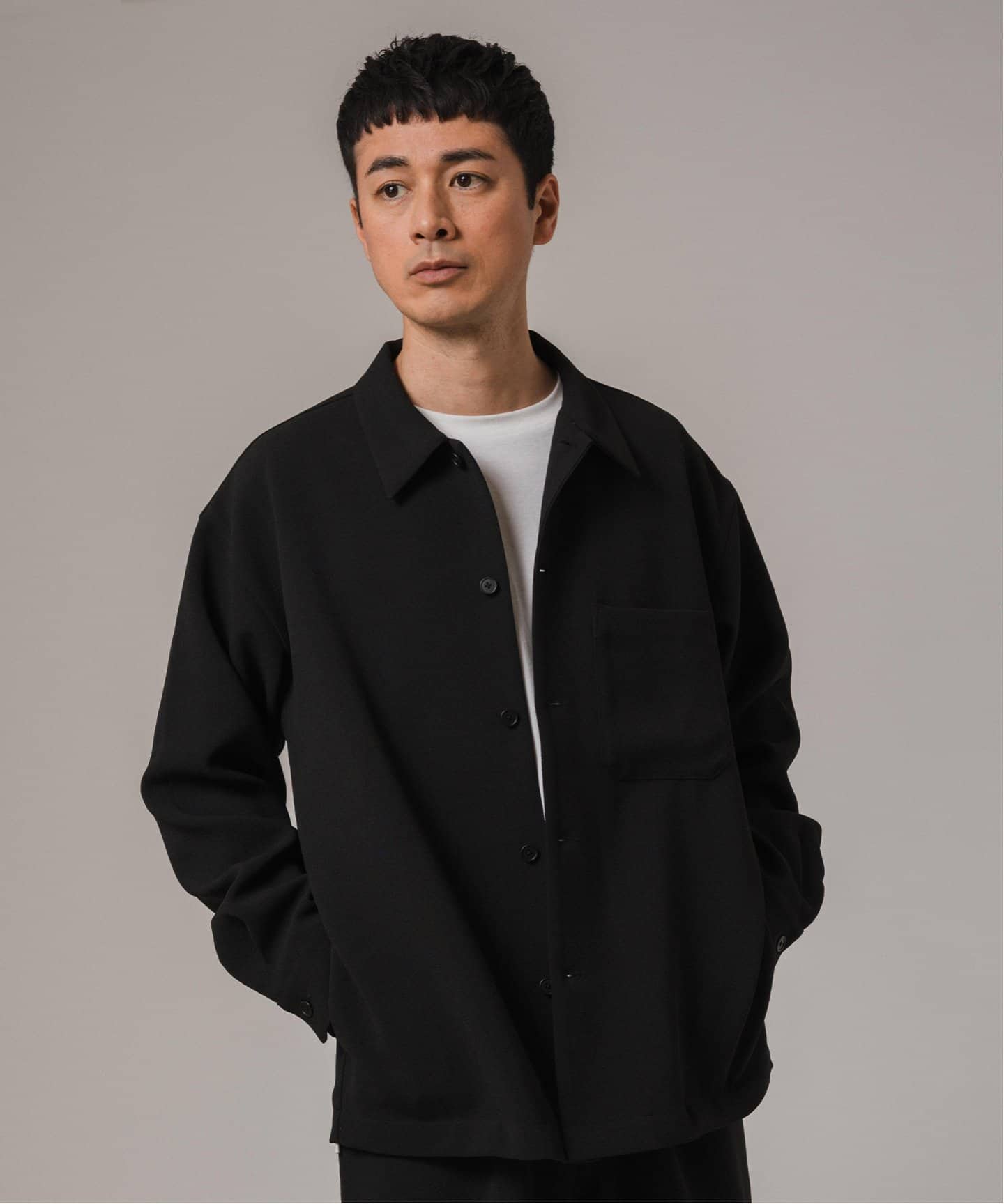 【海外限定】 sympathique ストレッチシャツ【セットアップ着用可能】（シャツ スーツ
