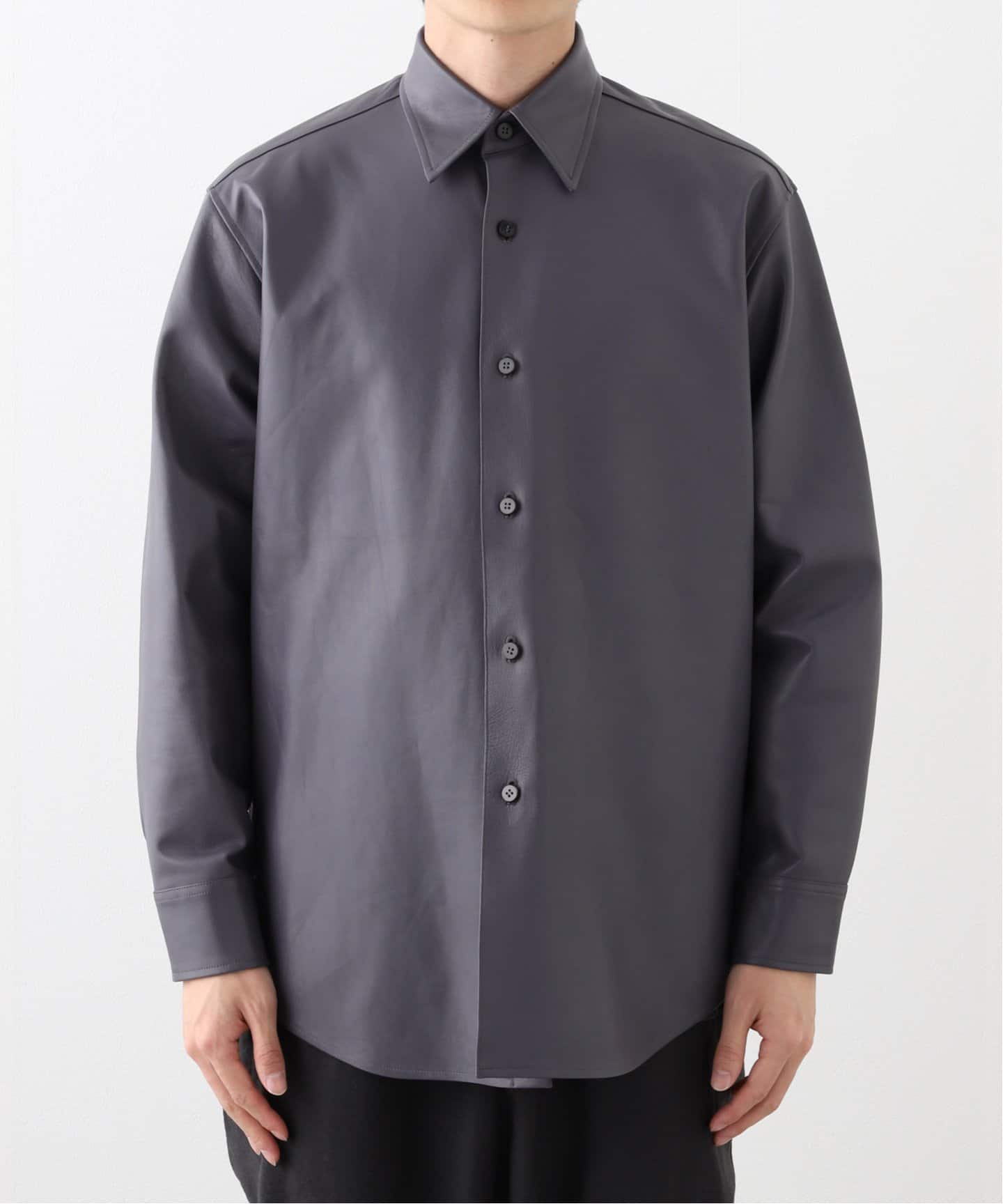 Cale#カル#ラムレザーライトシャツ Cale (カル) ラムレザーライトシャツ C251L01B01（シャツ／ブラウス