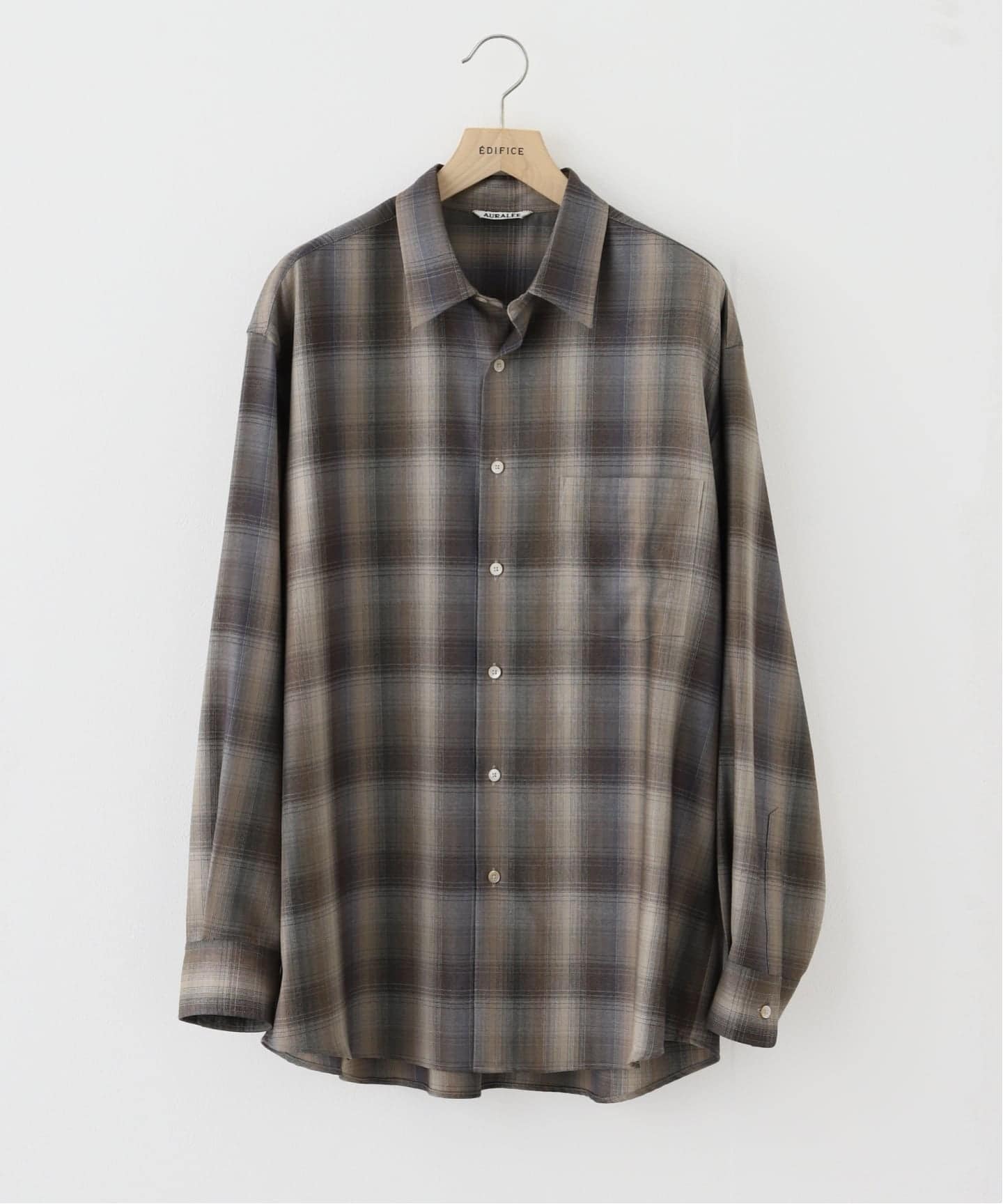 AURALEE オーラリー チェック ウール フード ブルゾン サイズ1 イエロー系 2018AW AURALEE(オーラリー)AIRY WOOL CHECK SHIRT A24AS01WN (A24AS01WN