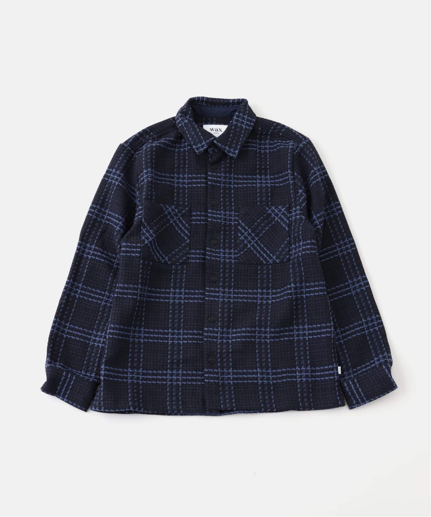 WAX london ワックスロンドン ネイビー チェックシャツ　L WAX london ワックスロンドン ネイビー チェックシャツ L
