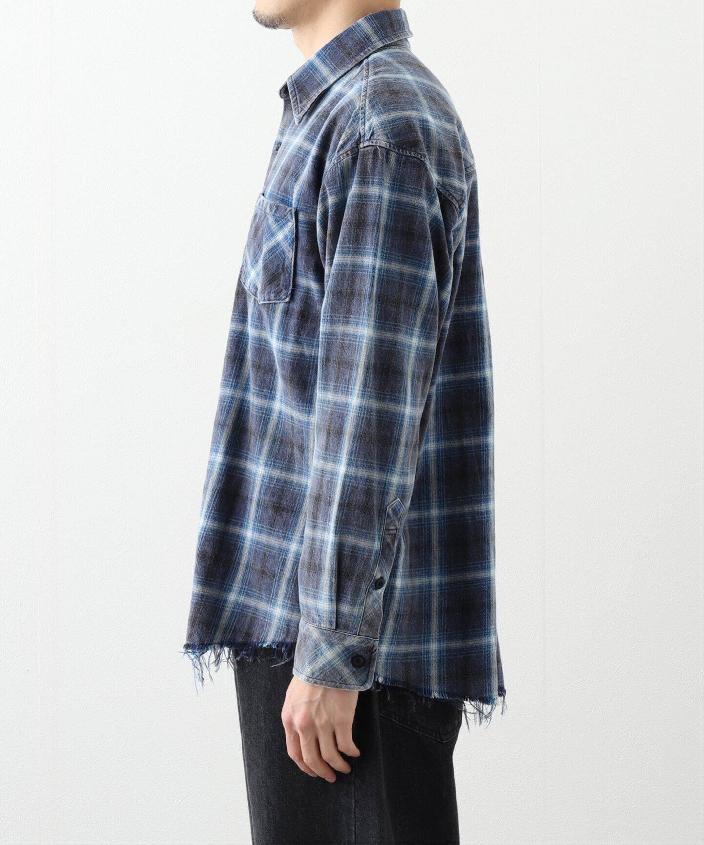 Rafu ラフ ネルシャツ ブラック×ブルー 23SS Rafu / ラフ】STANDARD SHIRT（シャツ／ブラウス）｜PULP