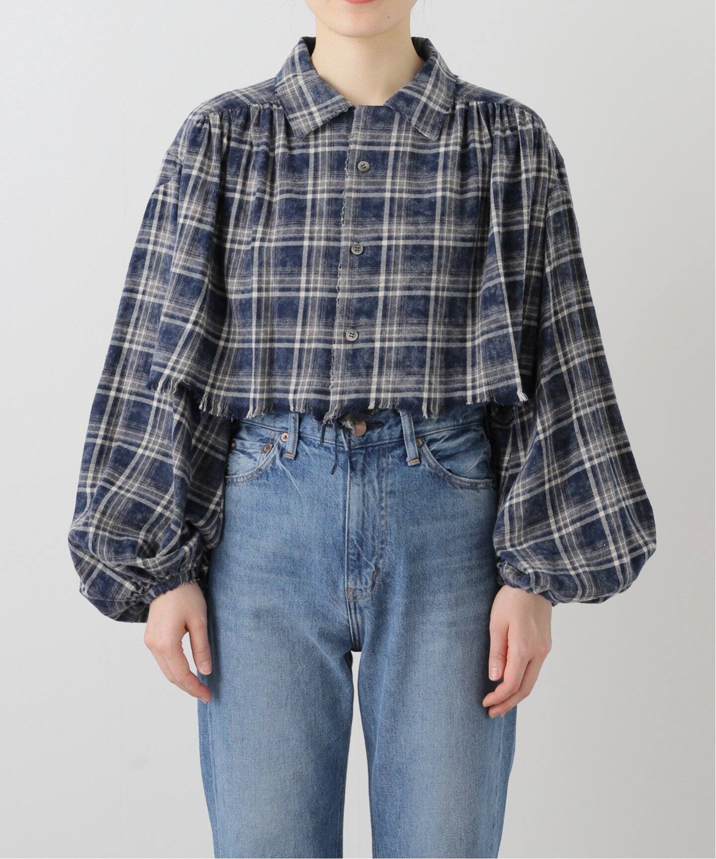 ブラウス シャツ 「Geek Office/ギークオフィス」s/e/o/エスイーオー WASHED CHECK SHIRRING SHIRT レディー Geek Office/ギークオフィス】s/e/o/エスイーオー WASHED CHECK