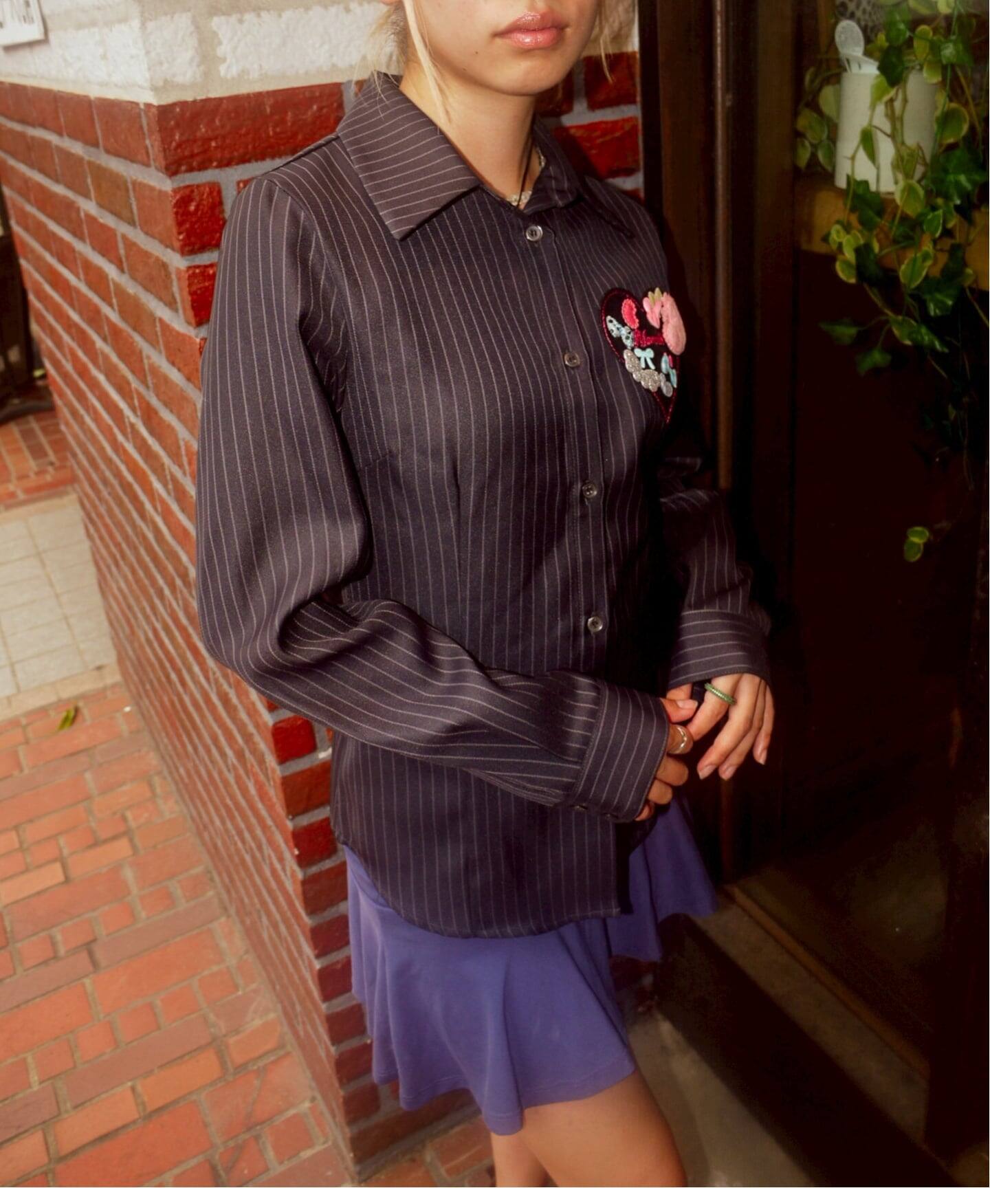 MOMENTEL / モーメンタル Heart Velcro Stripe Shirt（シャツ