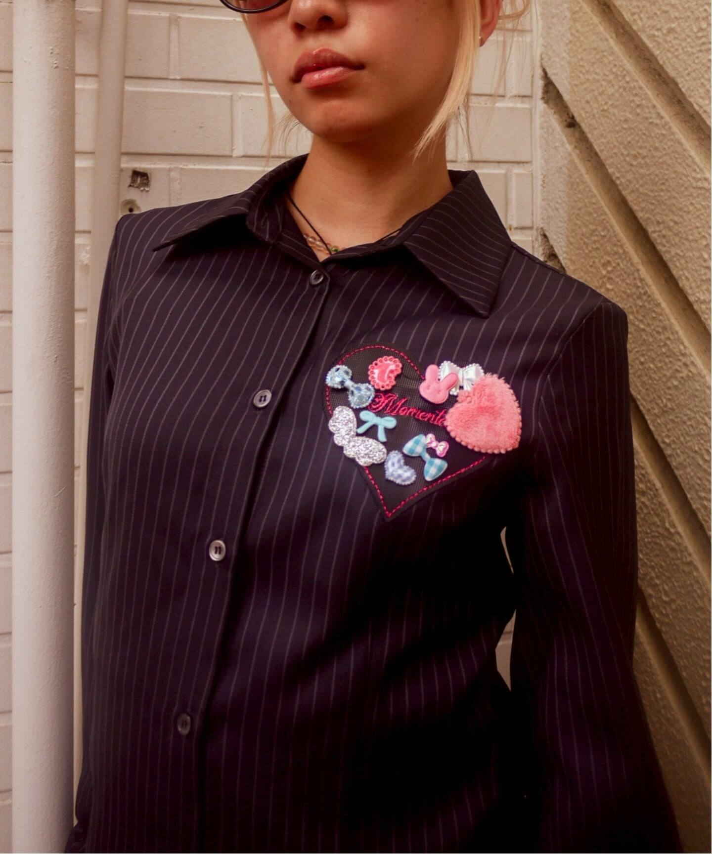 MOMENTEL / モーメンタル Heart Velcro Stripe Shirt（シャツ
