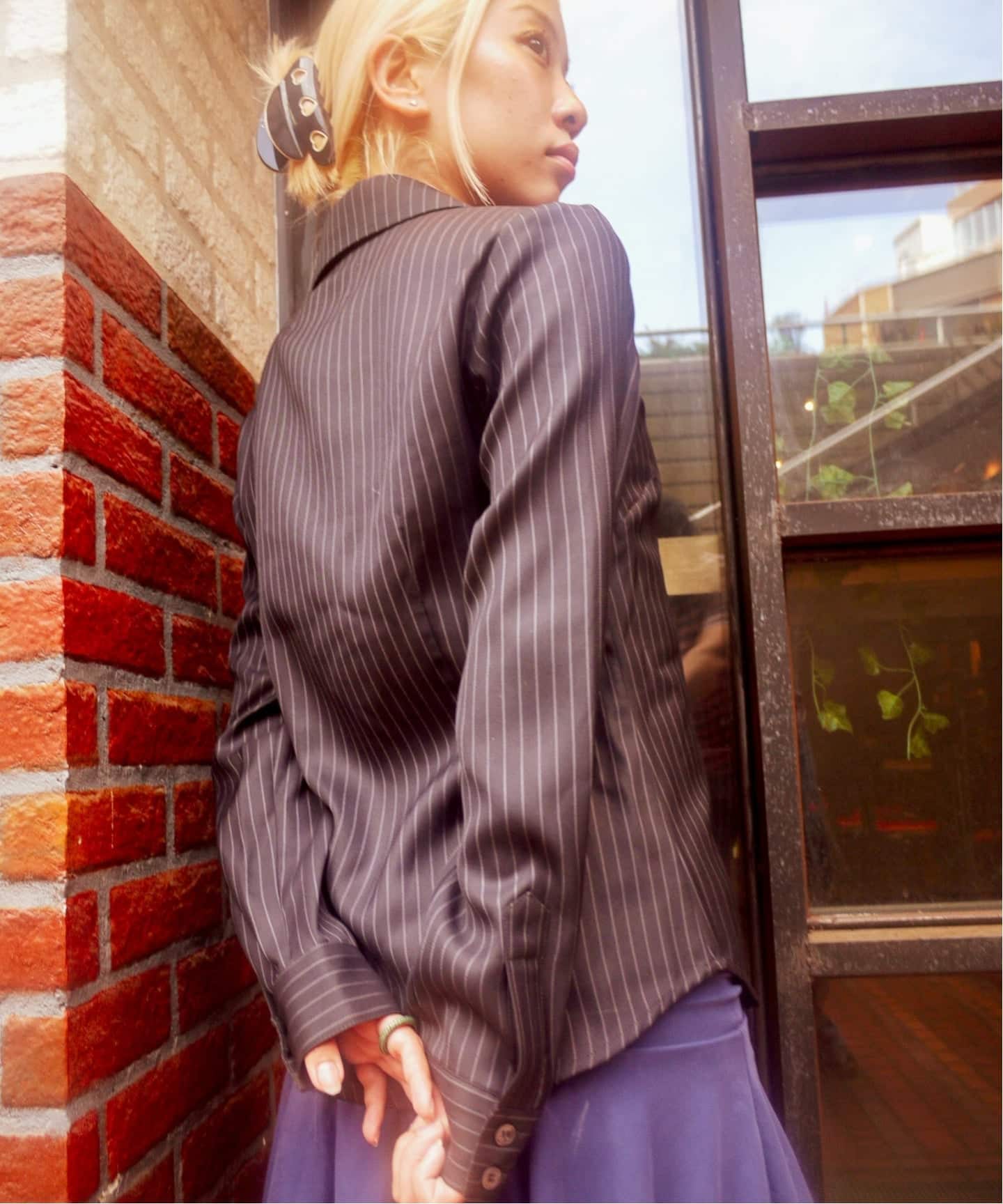 MOMENTEL / モーメンタル Heart Velcro Stripe Shirt（シャツ