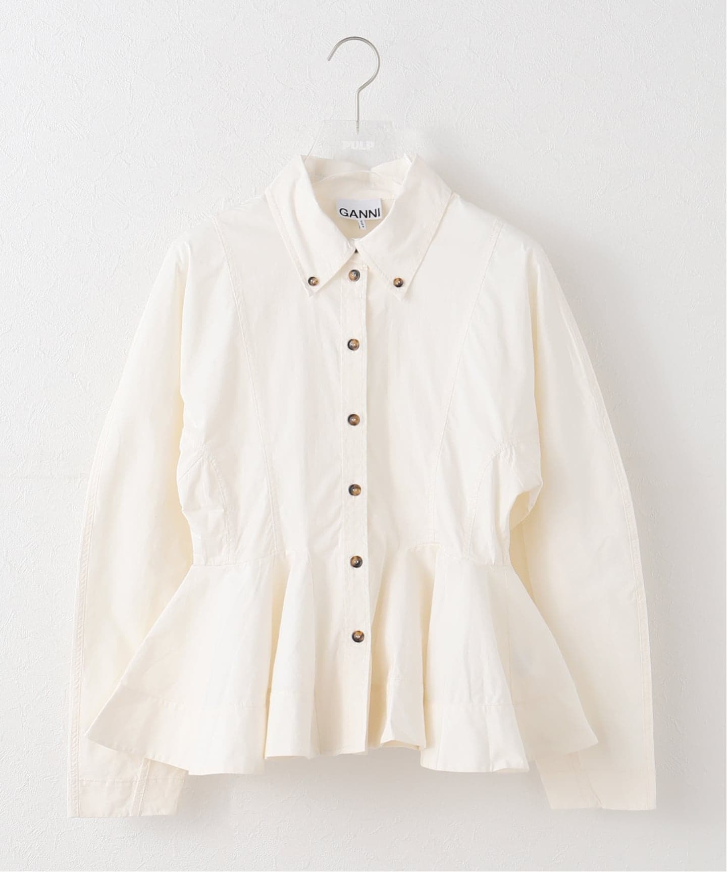 GANNI / ガニー Stretch Cotton Peplum Shirt（シャツ／ブラウス