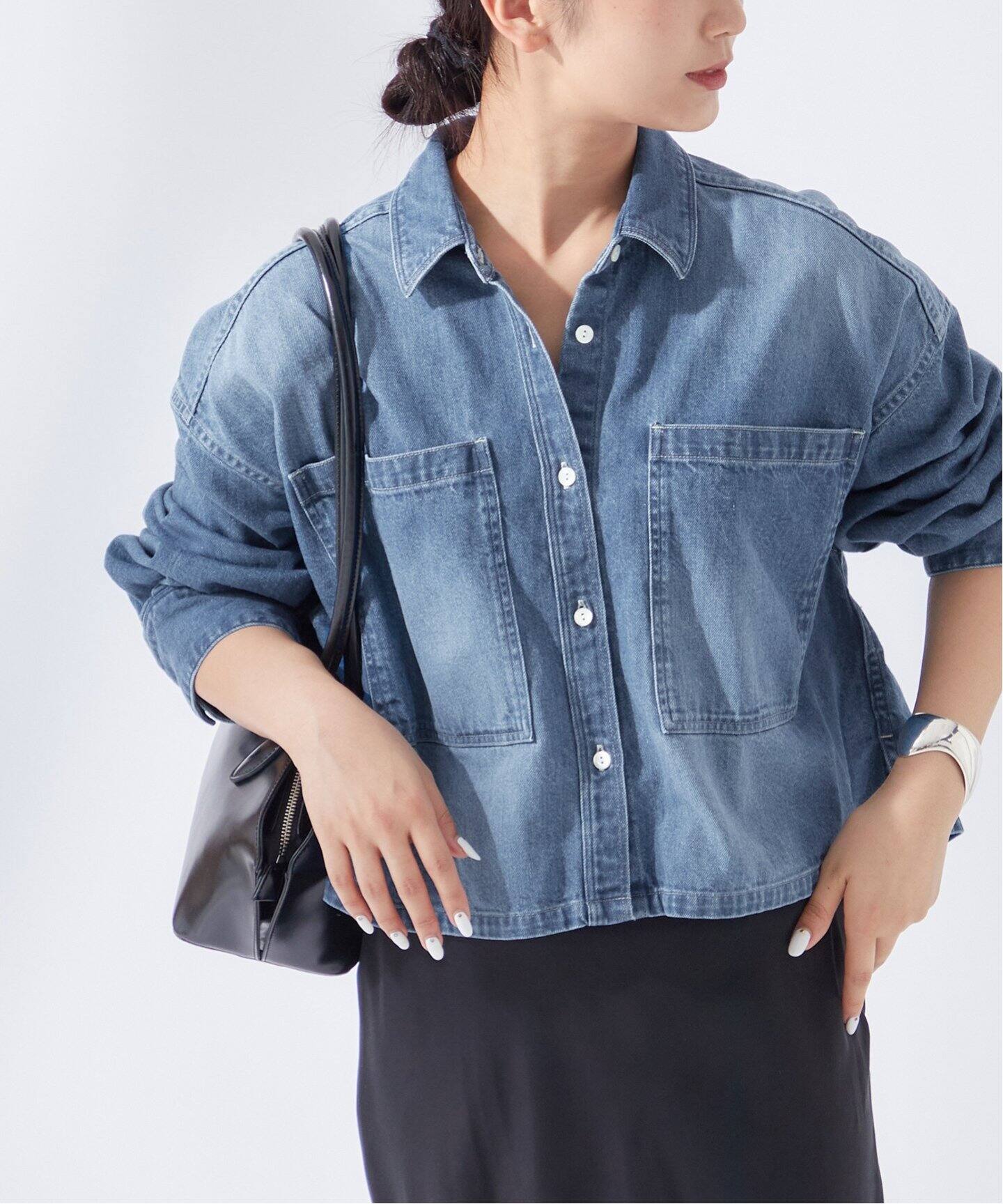 I.S. アイエス イッセイミヤケ デニムシャツ ショート丈（ISSEY MIYAKE 