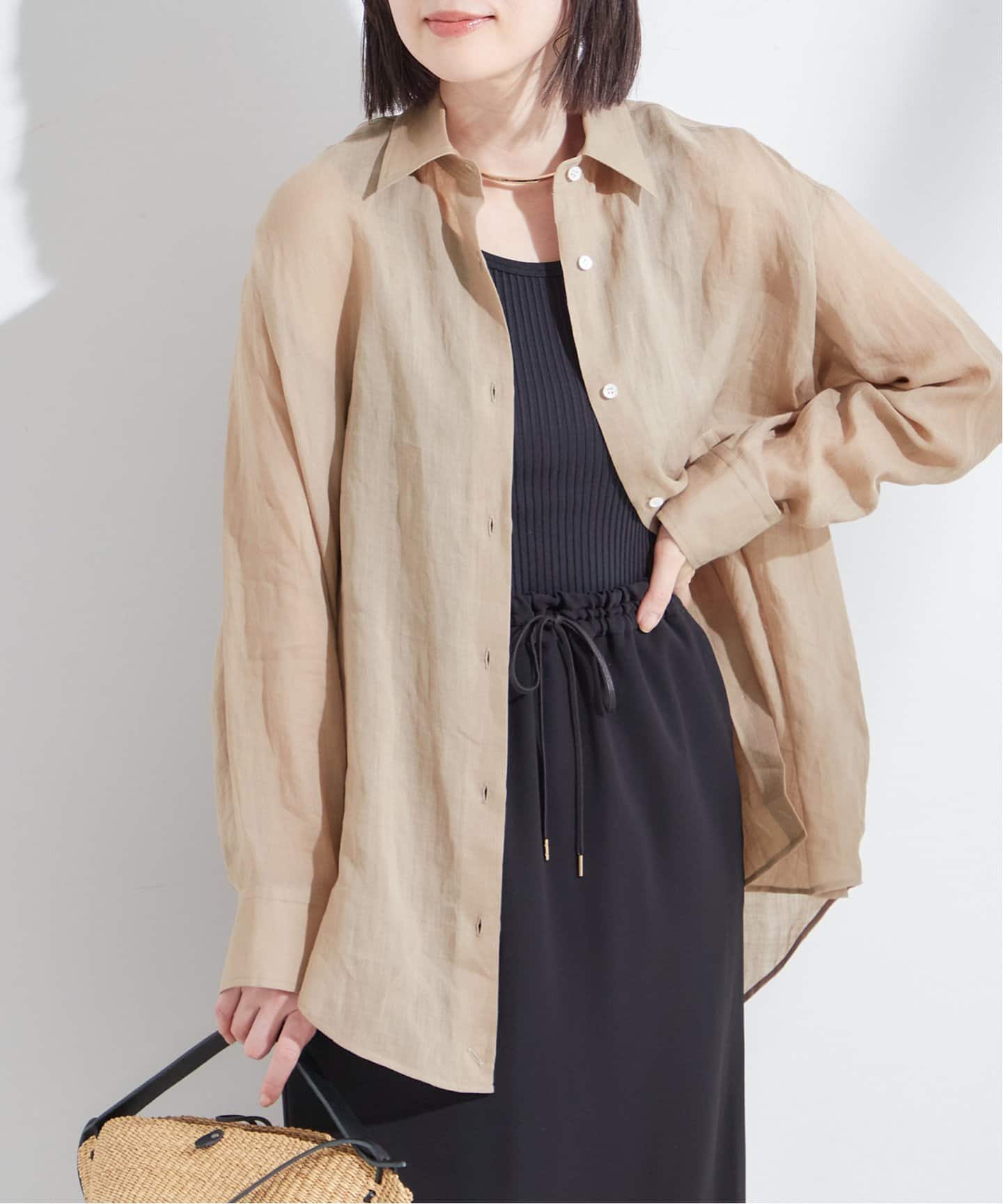 sheller シェリエ♡2wayシアーテールシャツ♡ベージュ♡ シアーラミー 2WAY シャツ（シャツ／ブラウス）｜JOURNAL STANDARD L
