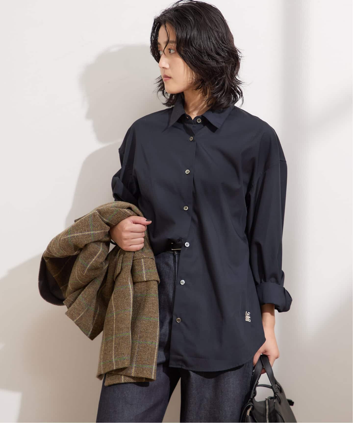 刺しゅうストライプ/無地デザインシャツ（シャツ／ブラウス）｜JOURNAL