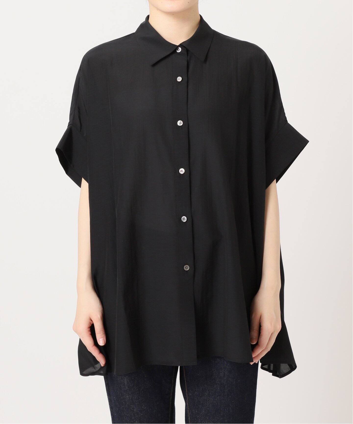 MNML レザー 半袖 シャツ Black 送料込み レギュラーフィット サテンリゾートシャツ - ブラック - Men