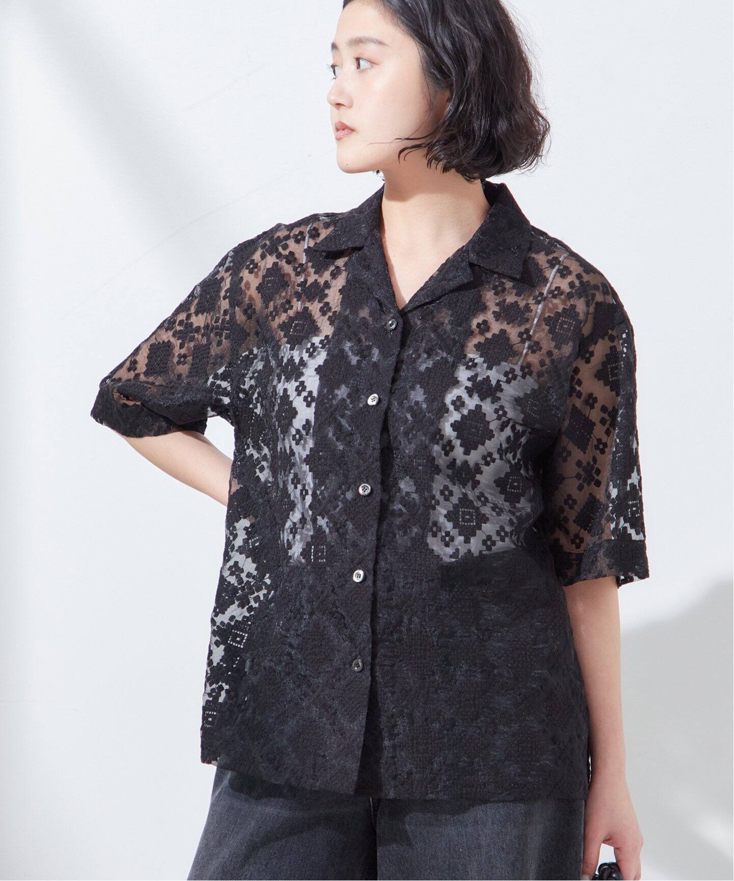 journal standard L'essage レースシャツ レサージュ　花 journal standard L'essage レースシャツ レサージュ 花 JOURNAL