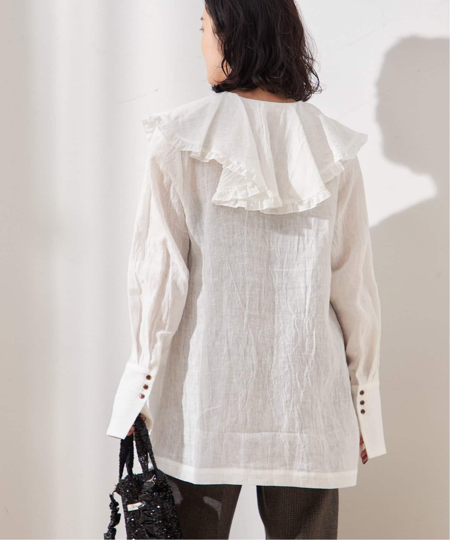 Uhr］ラッフル シャツ Uhr⁄ウーアRuffle Frill Shirt：シャツ（シャツ 