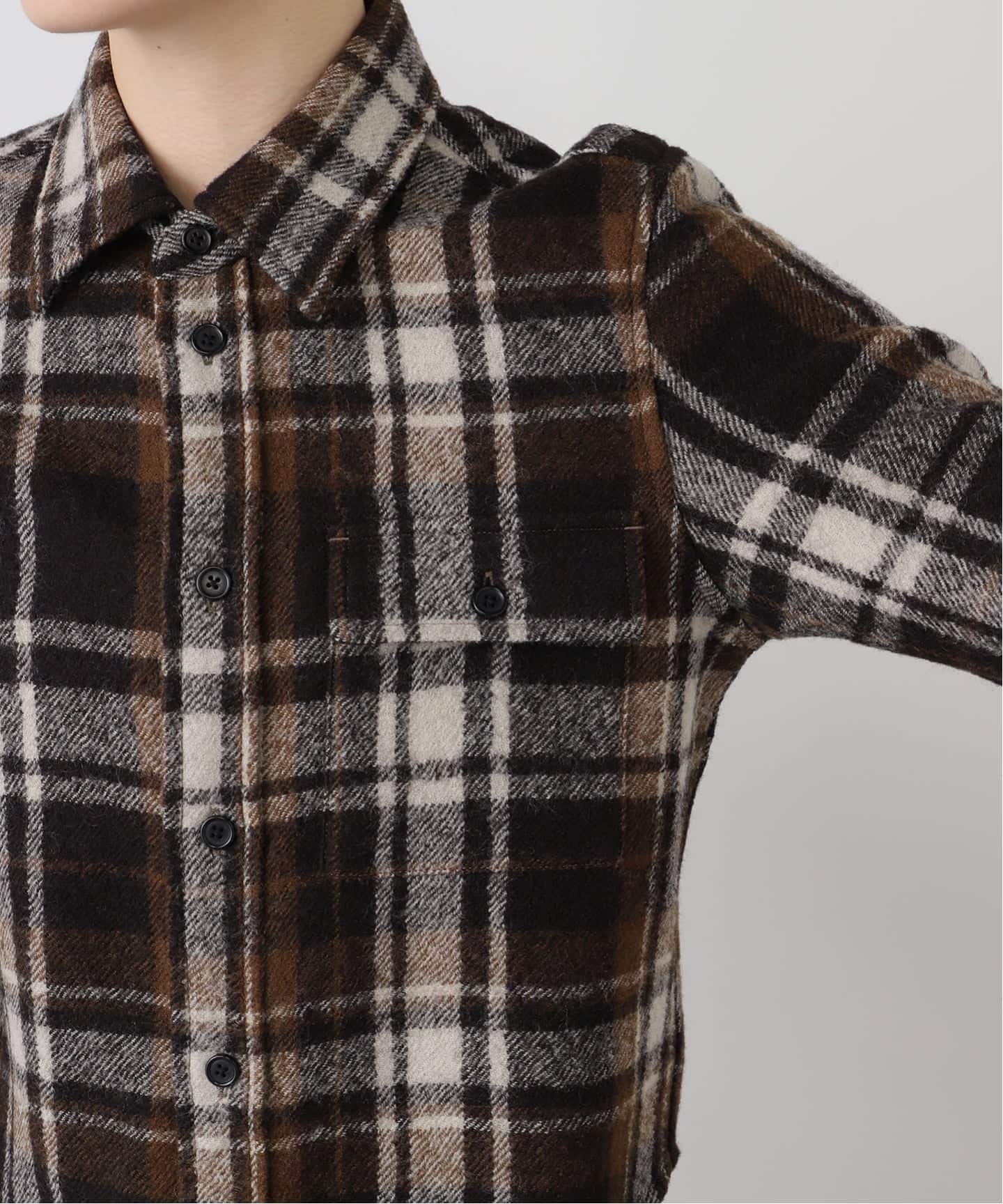 INSCRIRE /アンスクリア】Check Tight Fit Shirt：シャツ（シャツ