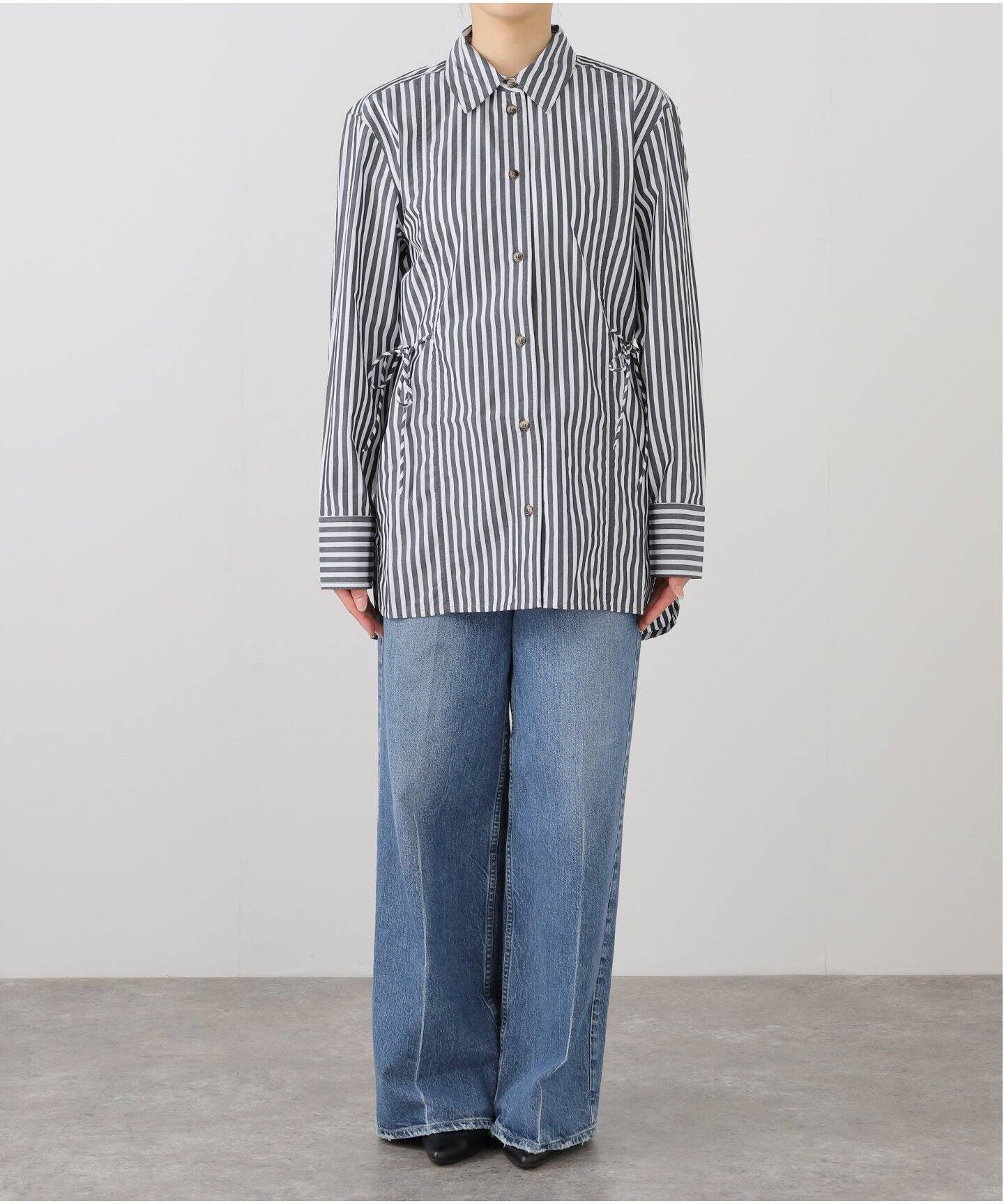 GANNI/ガニー】Stripe Cotton Oversized Tie Shirt：シャツ（シャツ 